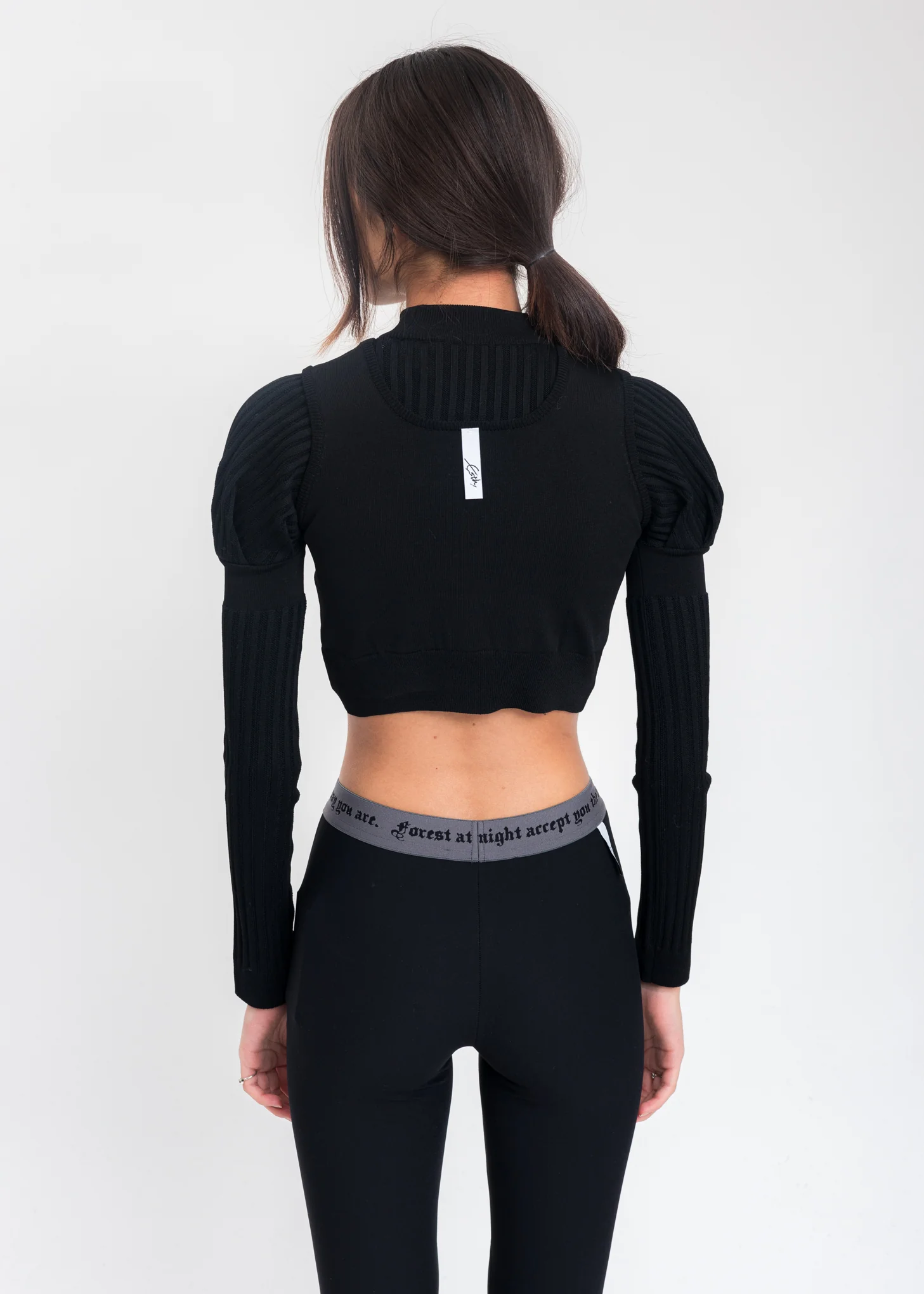 Black Layered Cropped Sweater - Image 3