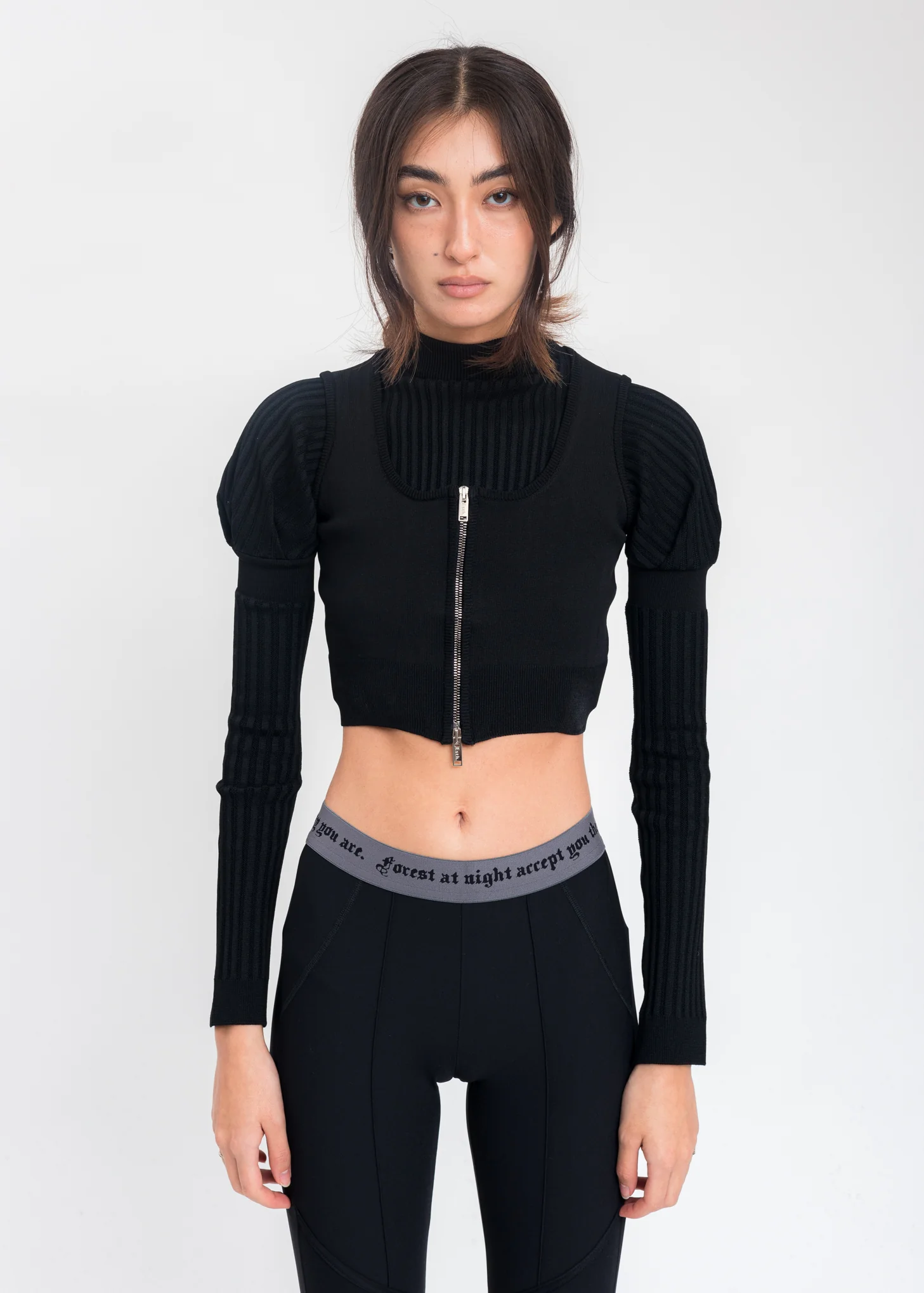 Black Layered Cropped Sweater - Image 4