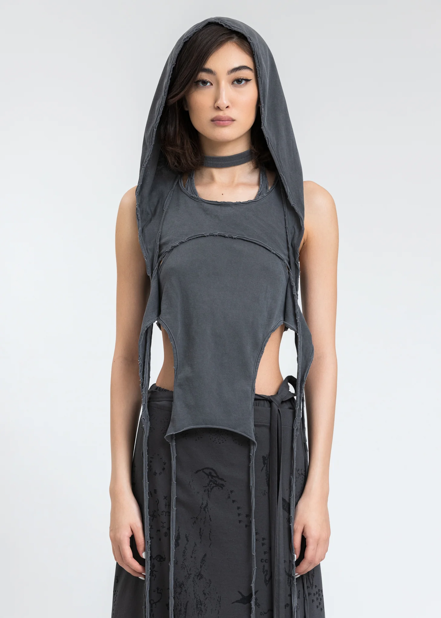 Grey Layered Halter Top