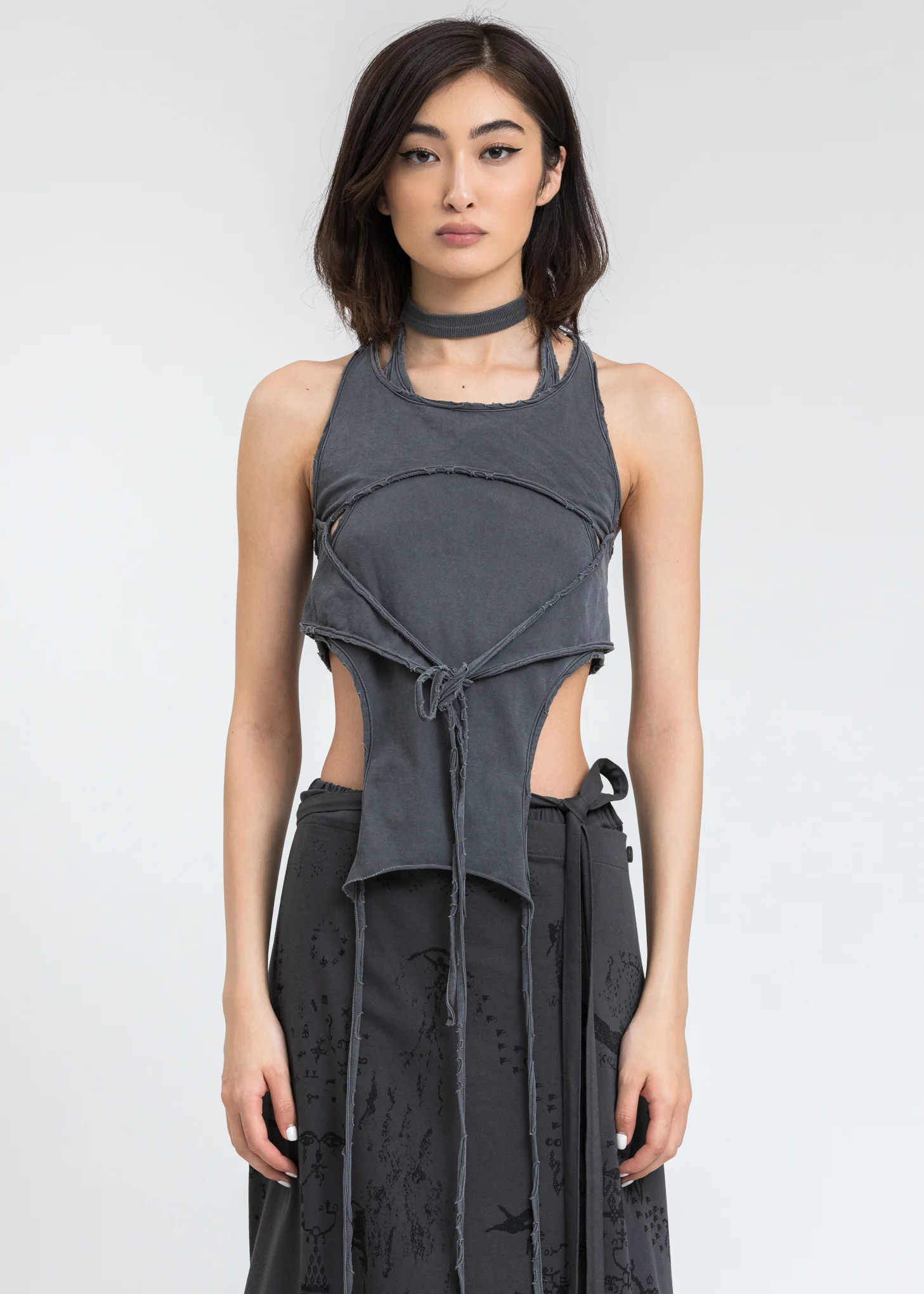 Grey Layered Halter Top - Image 2