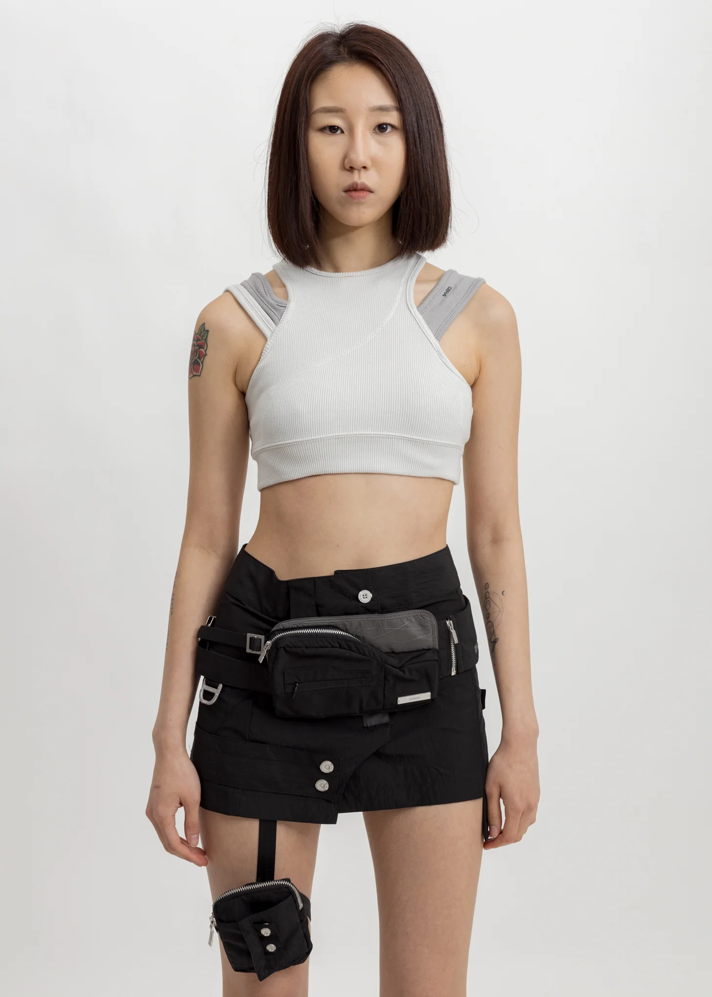 Grey Layered Sporty Bra
