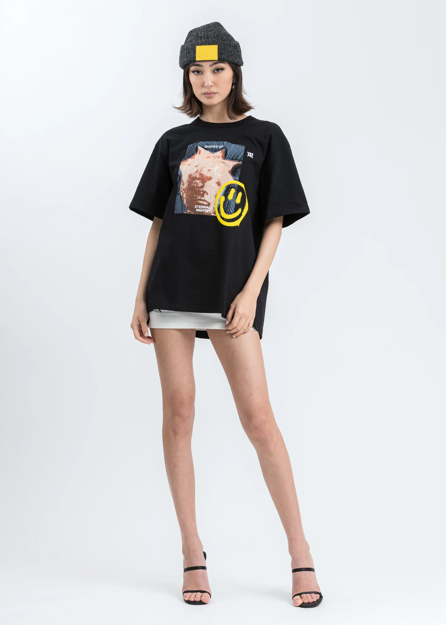 Grey Leather Pad Beanie - Image 4