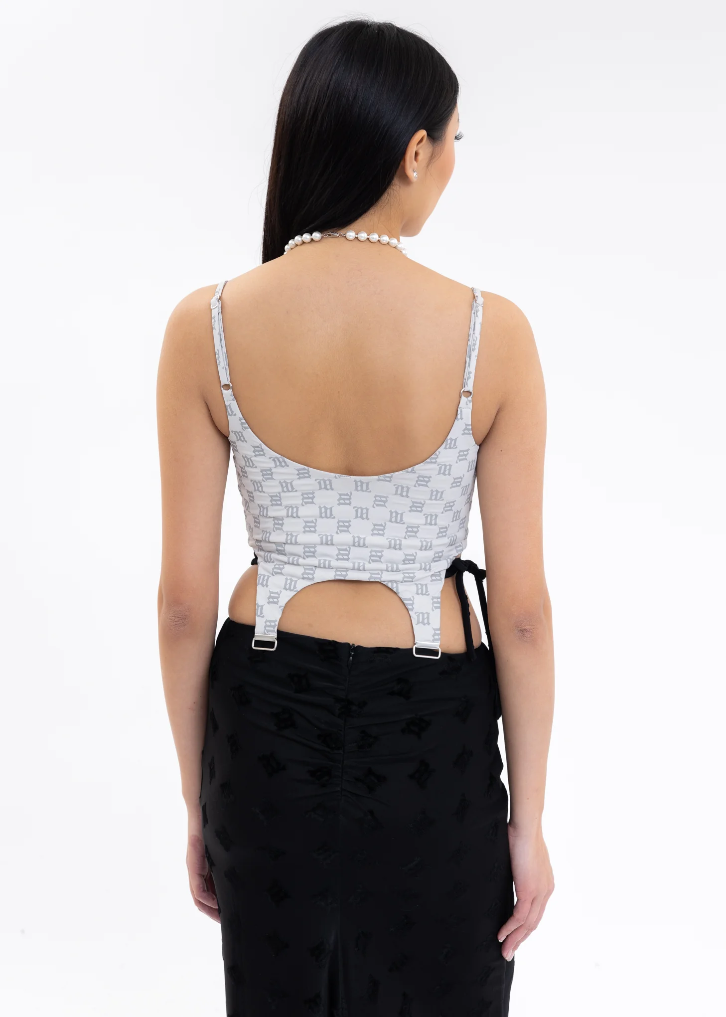 Grey LINGERIE MONOGRAM REFLECTIVE SPAGHETTI Top - Image 3