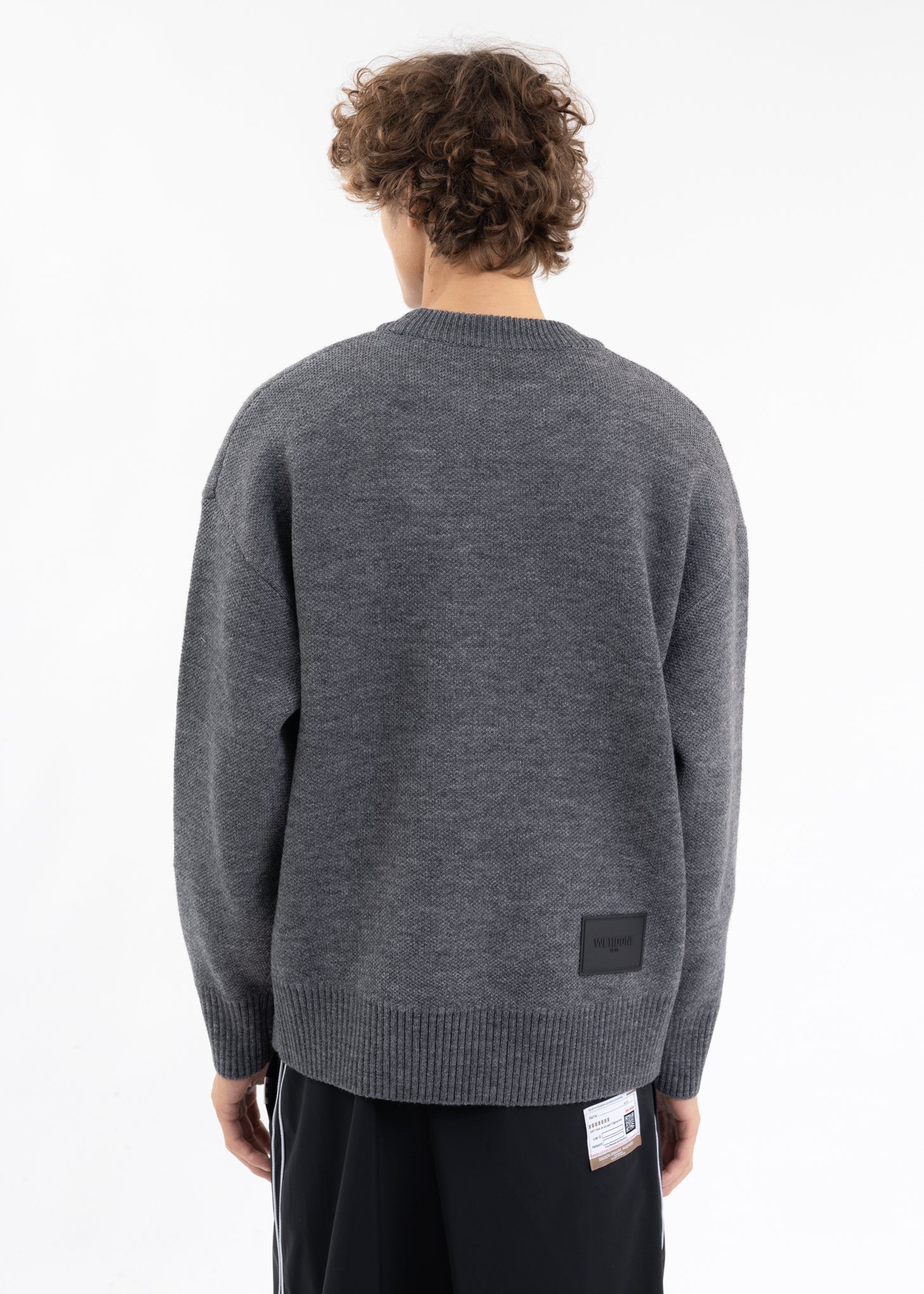 GREY LOGO PILE KNIT SWEATER - Image 3