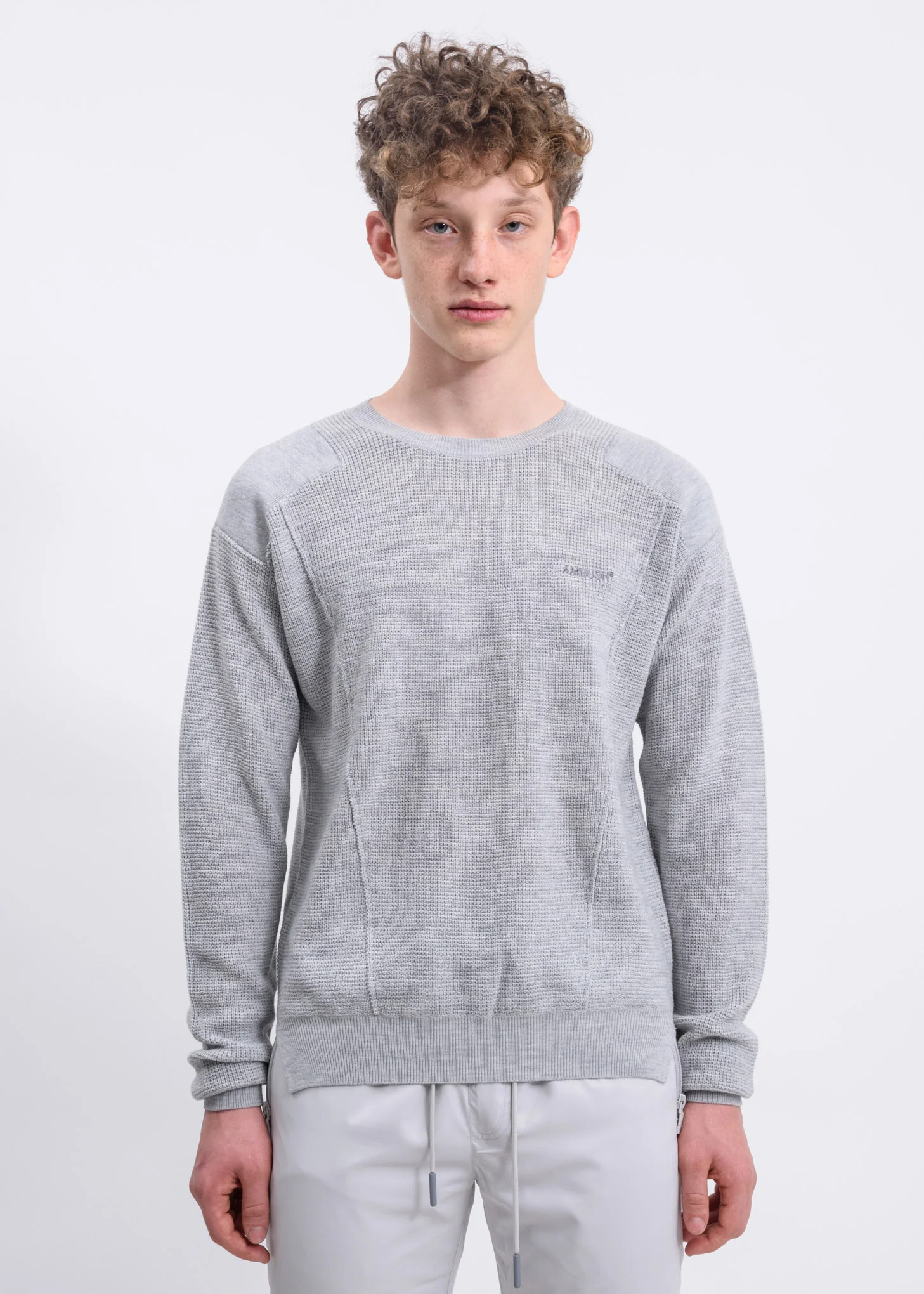 Grey Logo Waffle Crewneck