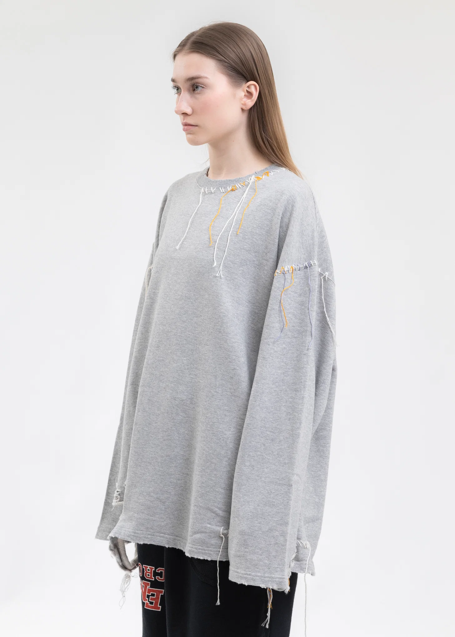Grey LOOPING DAMAGE SWEAT - Image 2