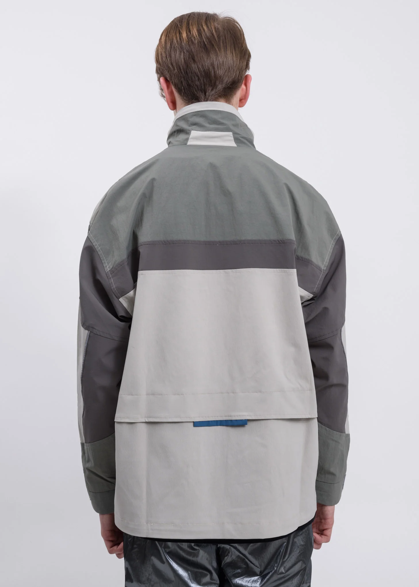 Grey And Khaki Supervisor Color Blocked Half-Zip Jacket - Image 3