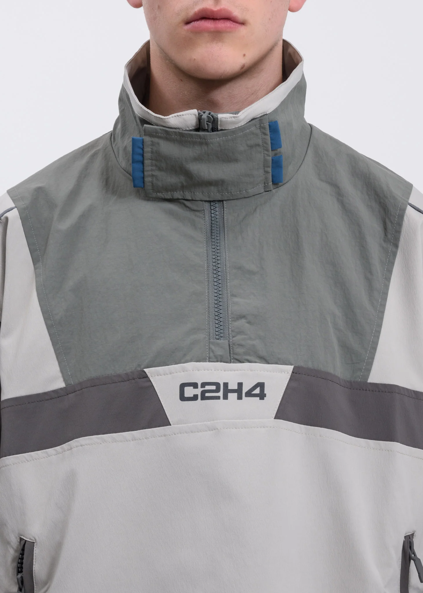 Grey And Khaki Supervisor Color Blocked Half-Zip Jacket - Image 4