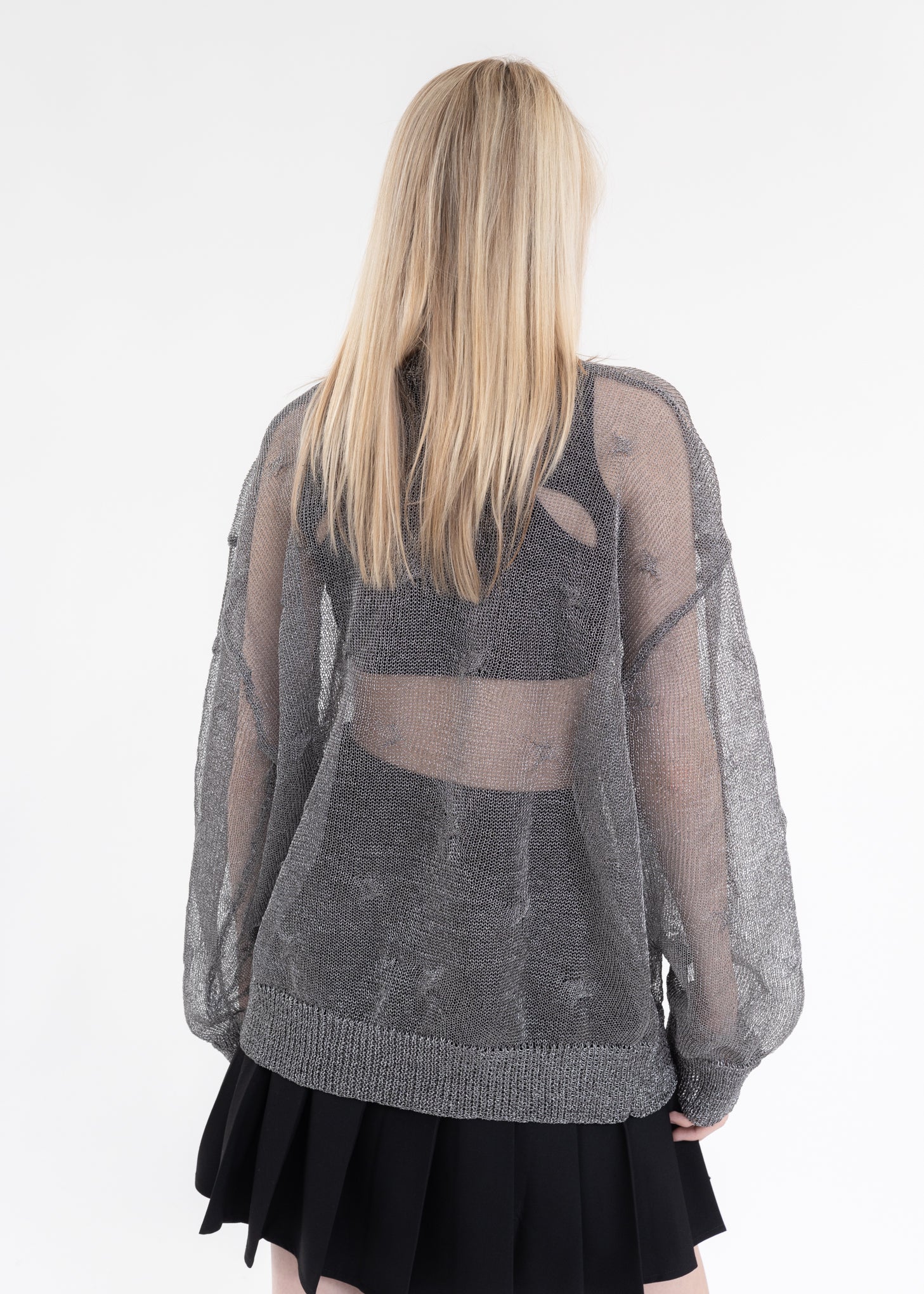 Grey Metallic Fusion Knit Sweater - Image 4