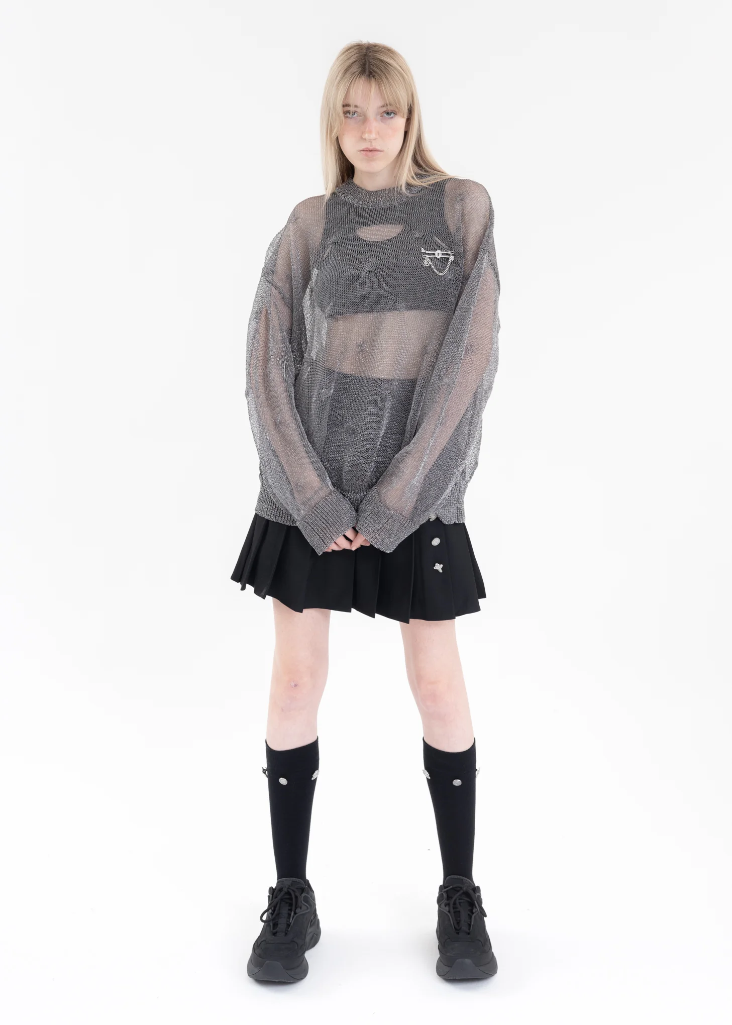 Grey Metallic Fusion Knit Sweater - Image 5