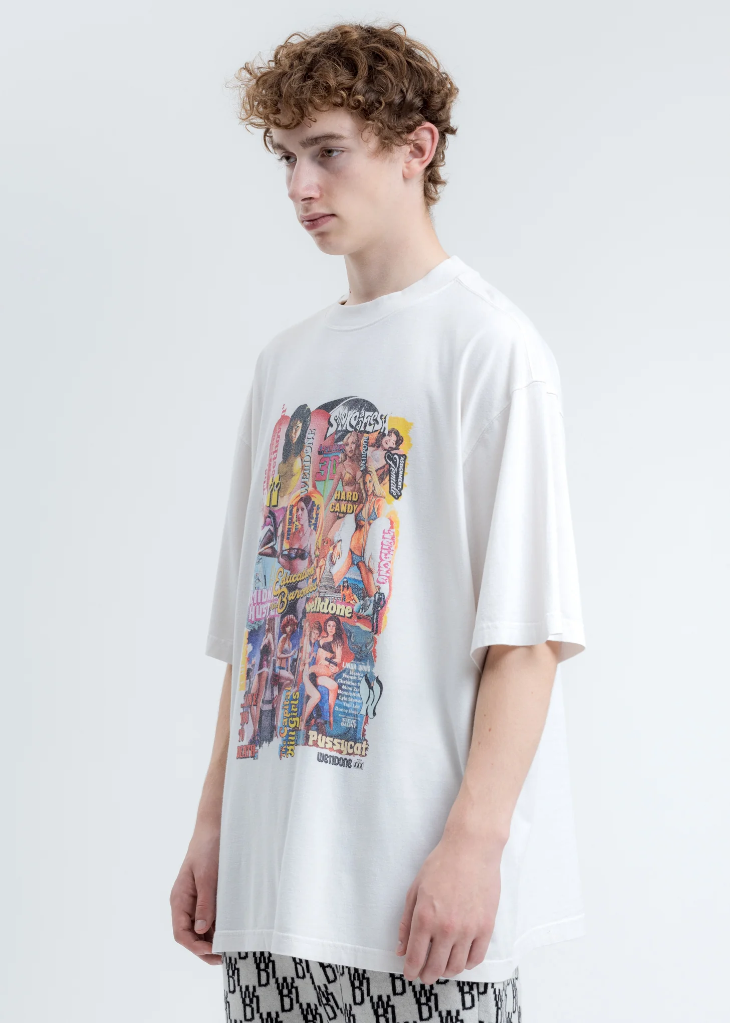 Washed White New Movie Collage T-Shirt - Image 3