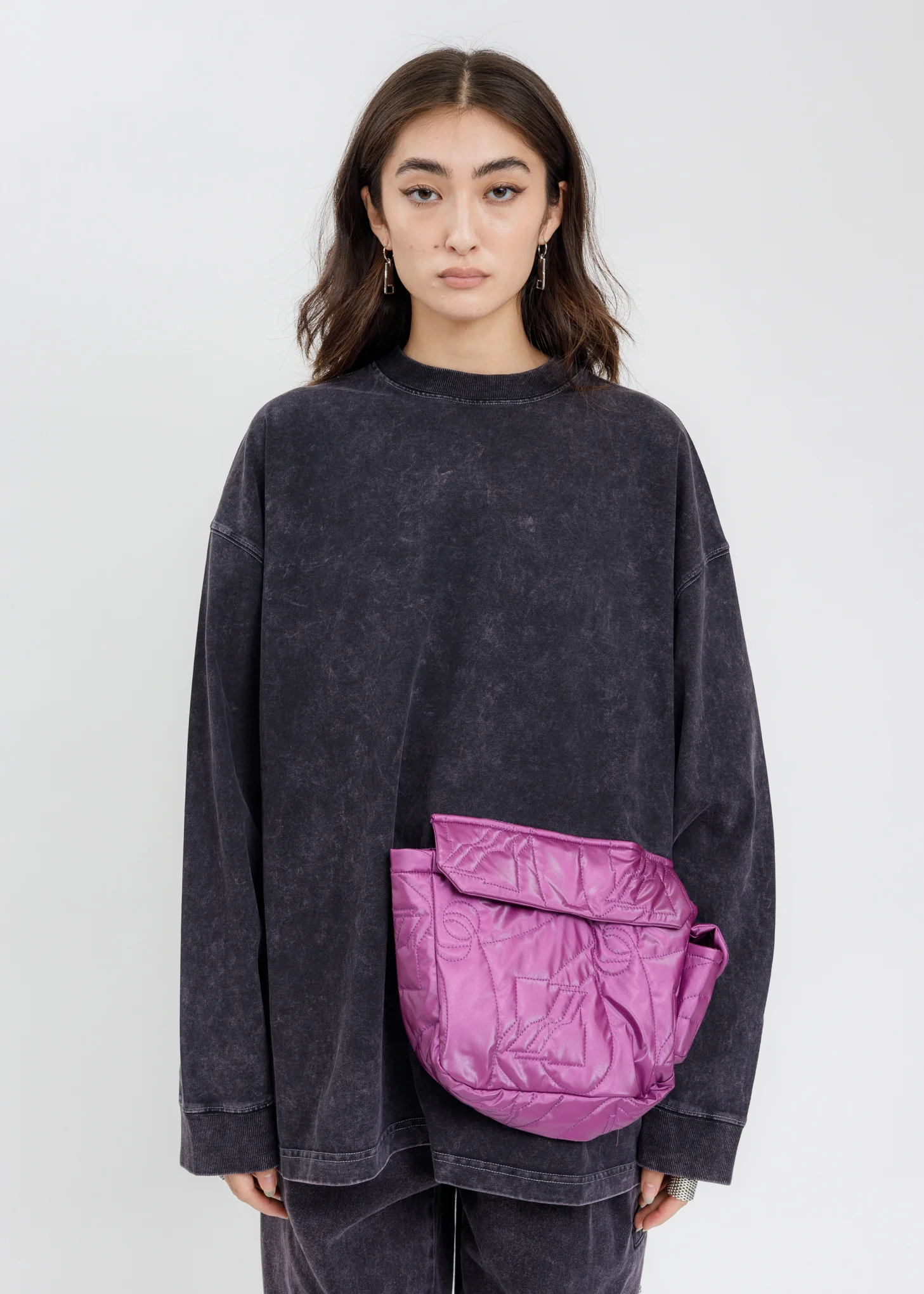 Grey Oversize Cargo Pocket Long Sleeves
