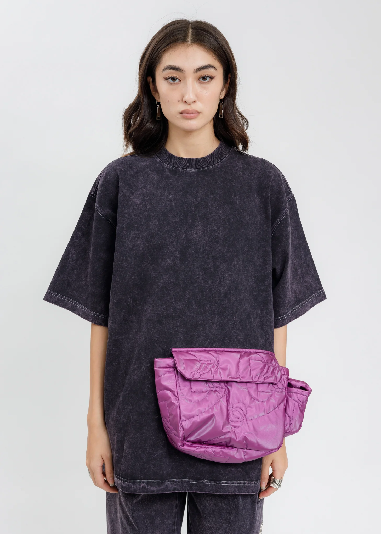Grey Oversize Cargo Pocket T-Shirt