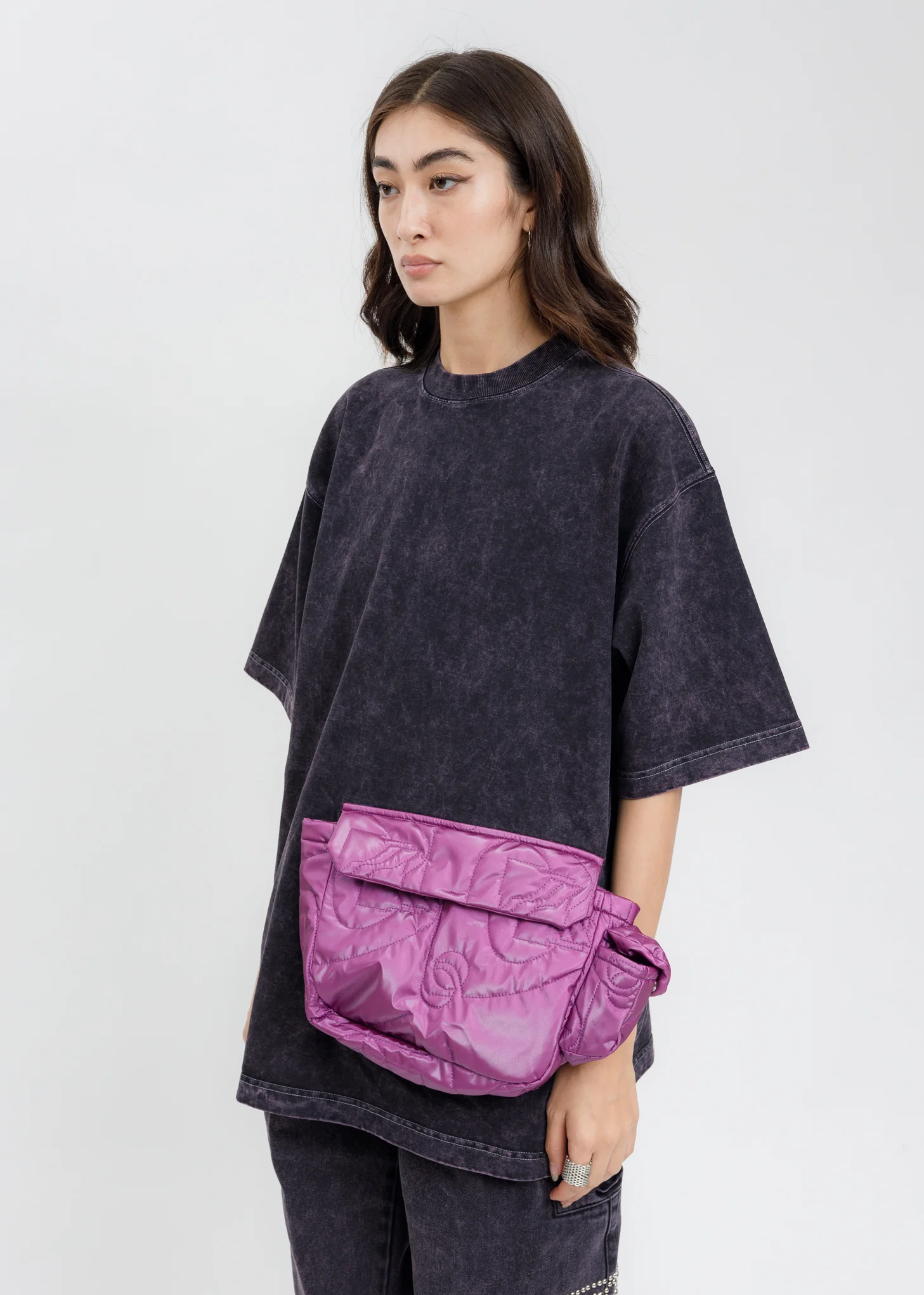 Grey Oversize Cargo Pocket T-Shirt - Image 3