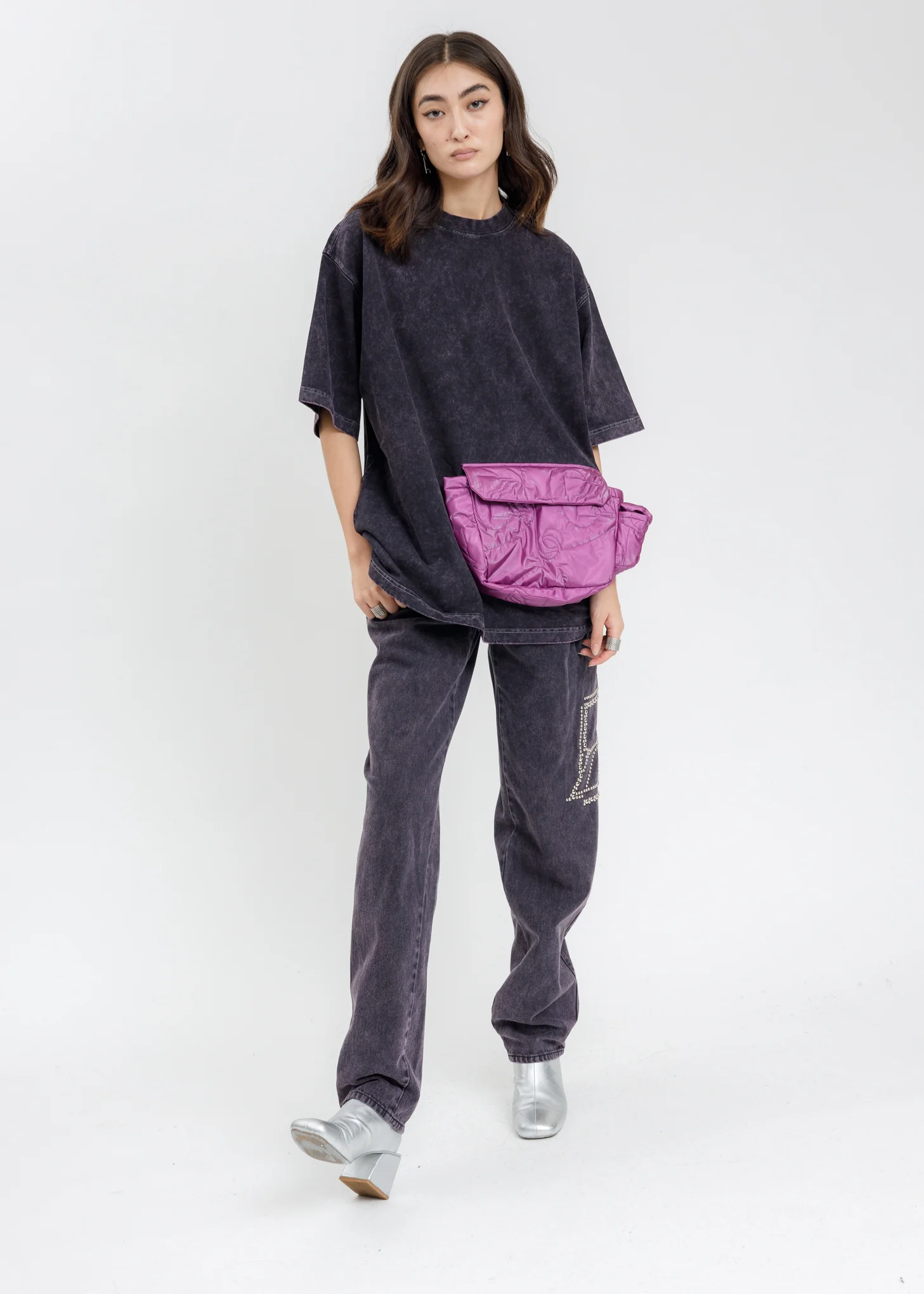 Grey Oversize Cargo Pocket T-Shirt - Image 6