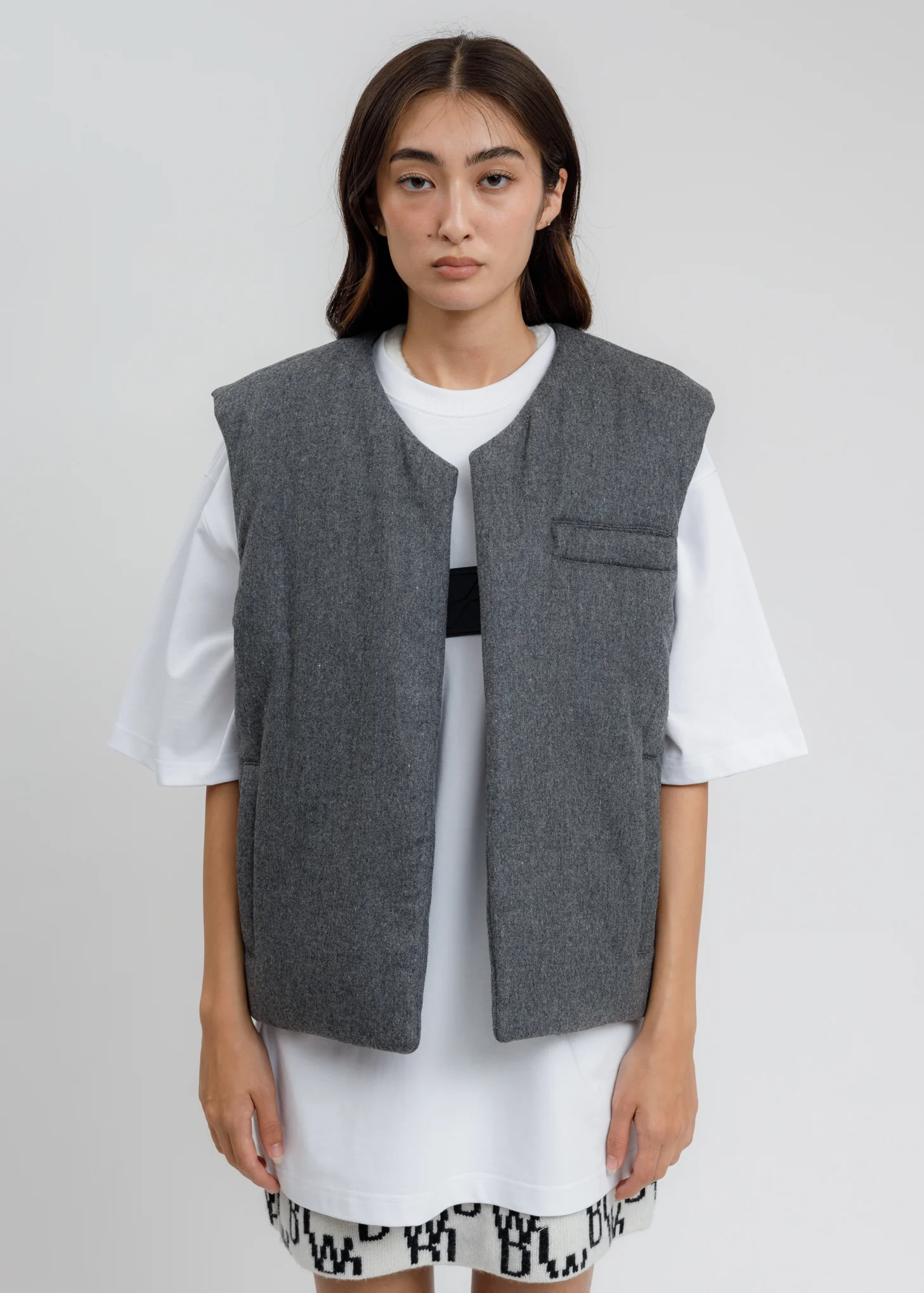 Grey Padded Flannel Vest