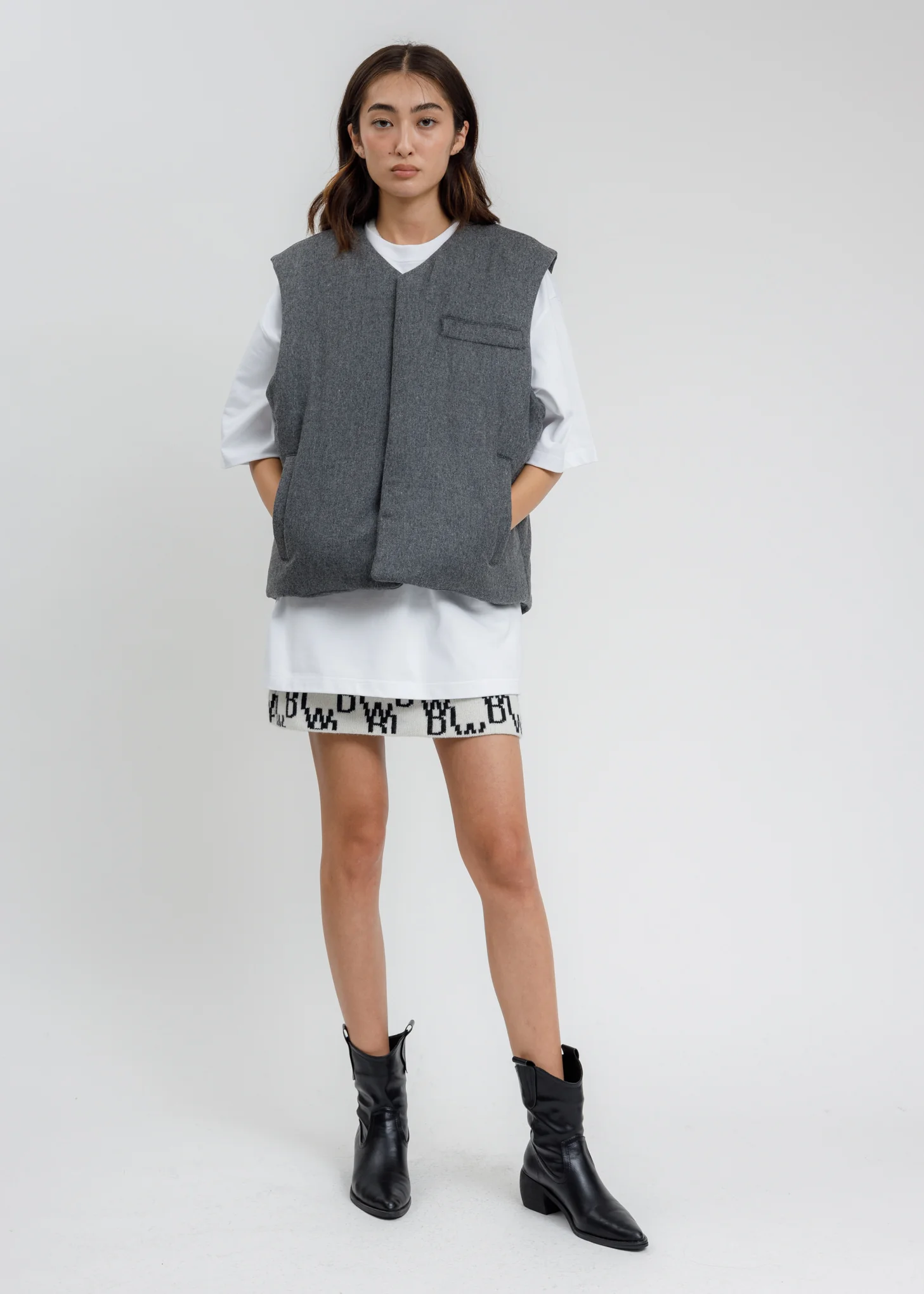 Grey Padded Flannel Vest - Image 5