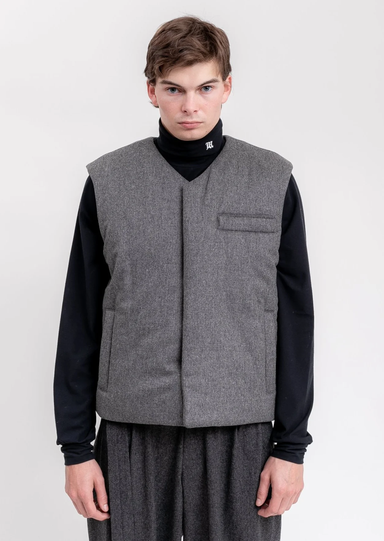 Grey Padded Flannel Vest