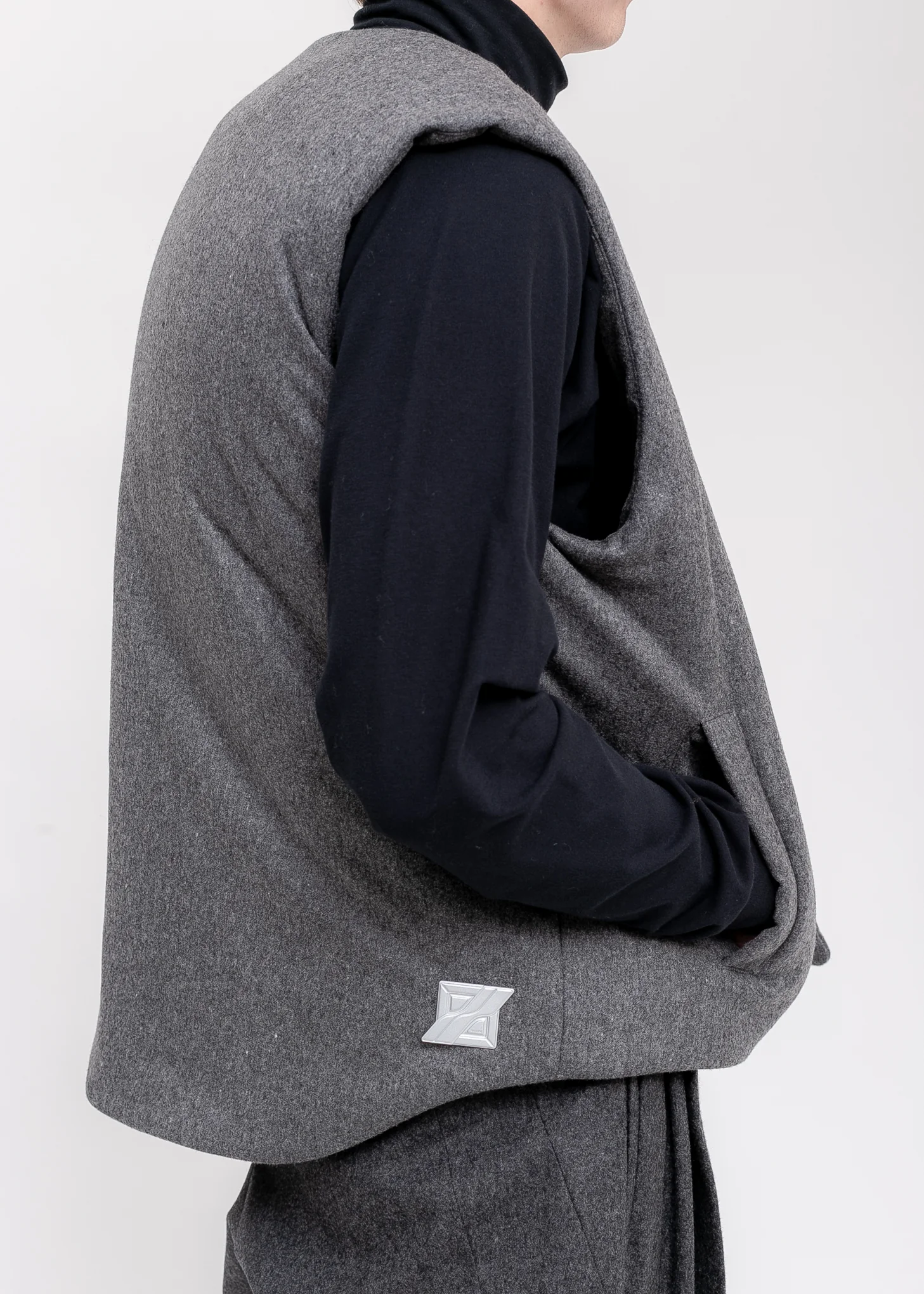 Grey Padded Flannel Vest - Image 2