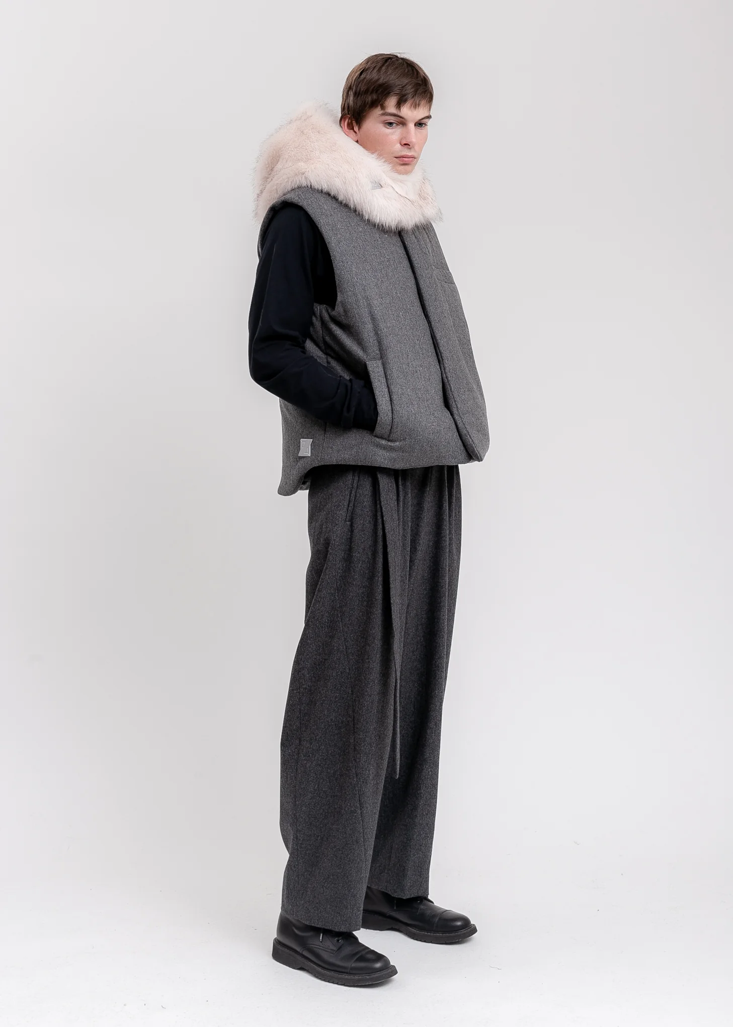 Grey Padded Flannel Vest - Image 7