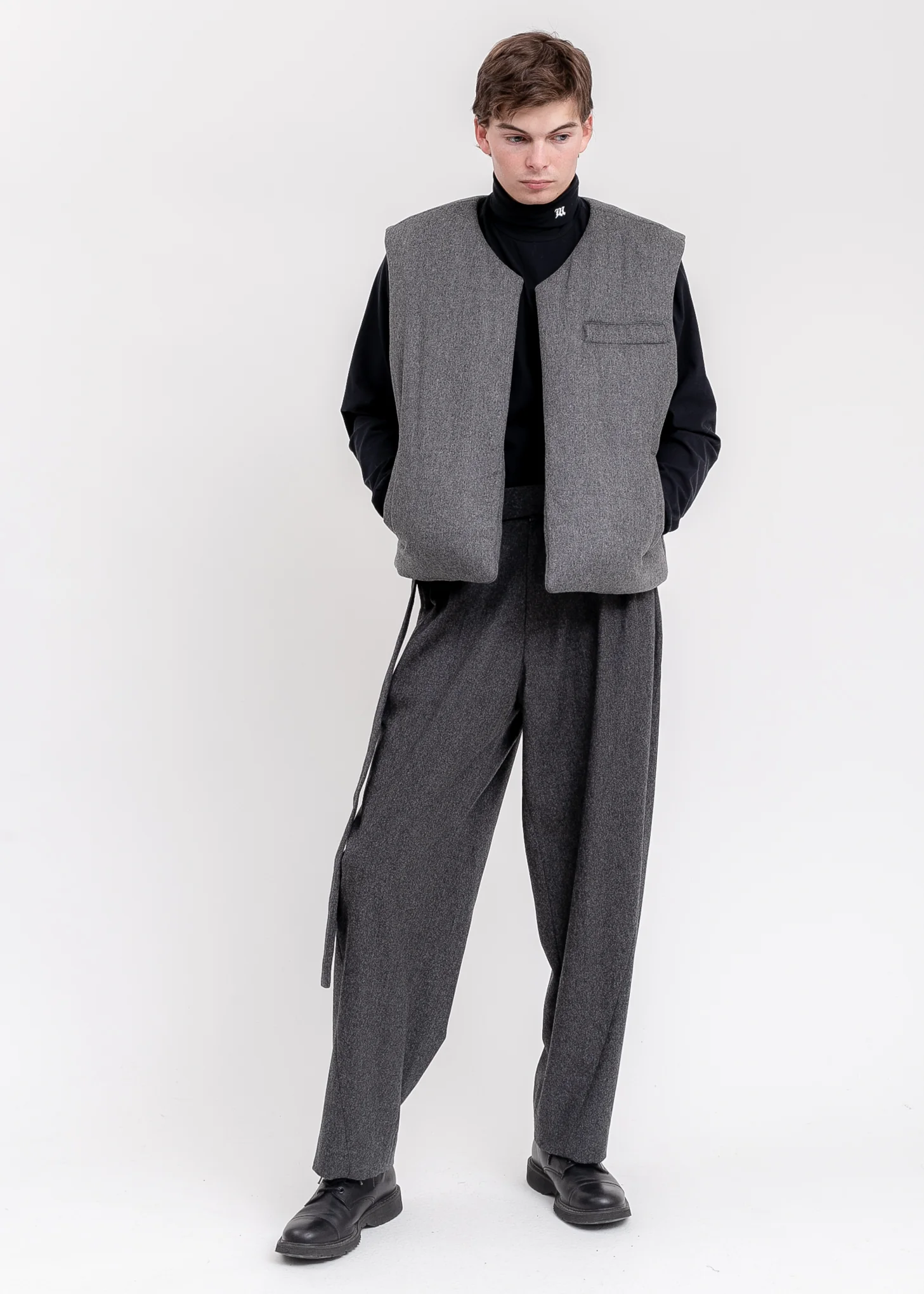 Grey Padded Flannel Vest - Image 8