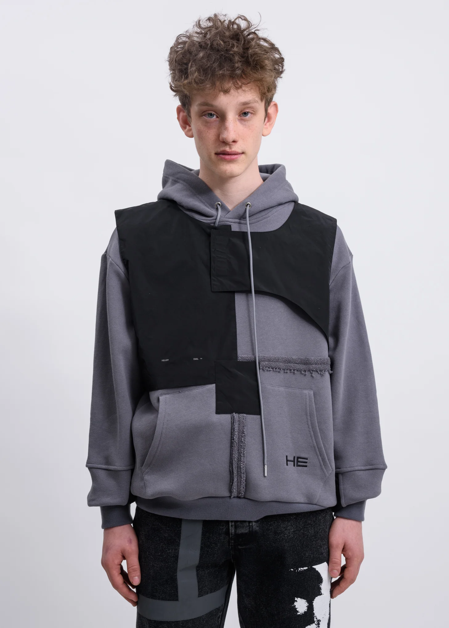Grey Panelled Vest Hoodie