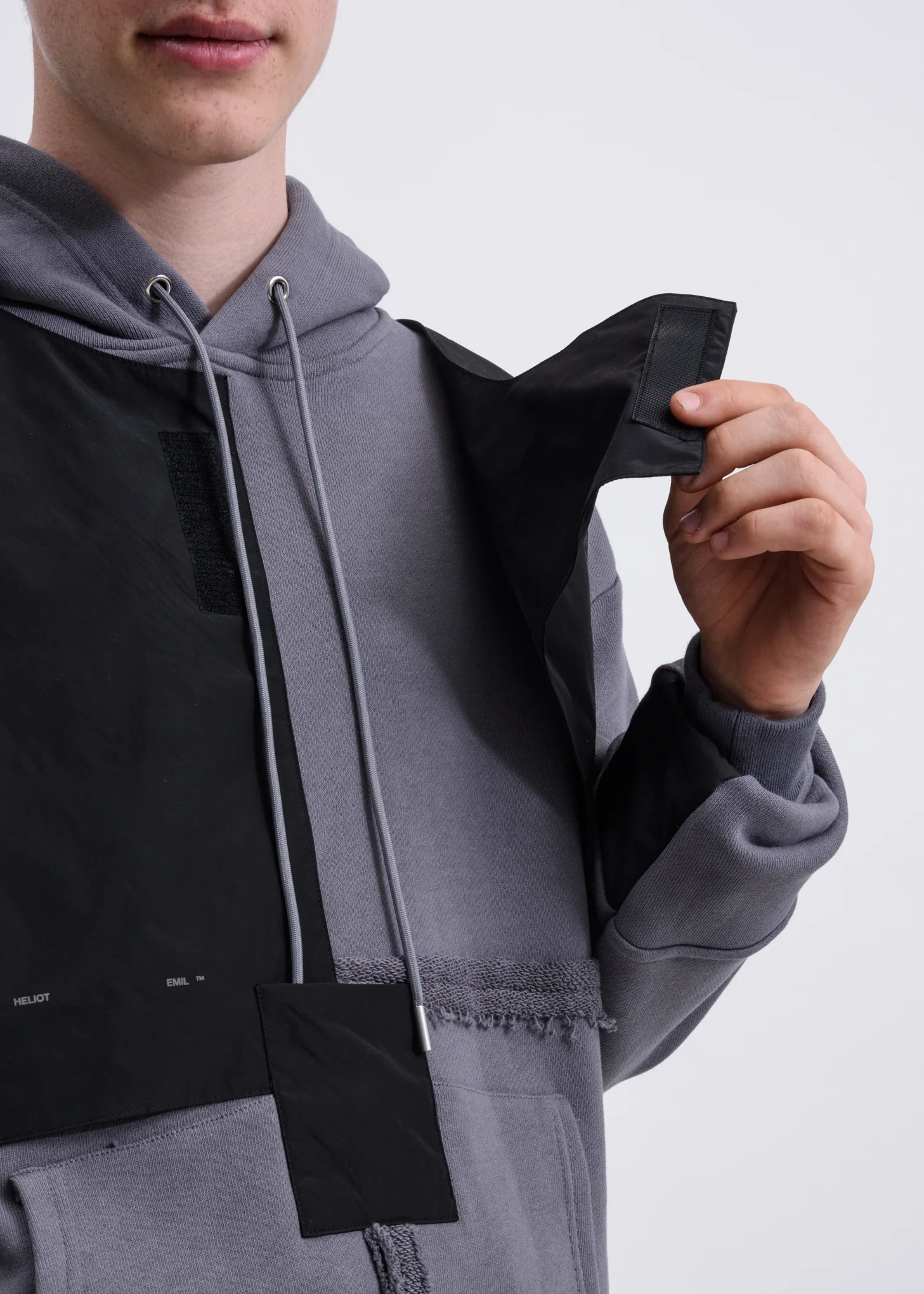 Grey Panelled Vest Hoodie - Image 5