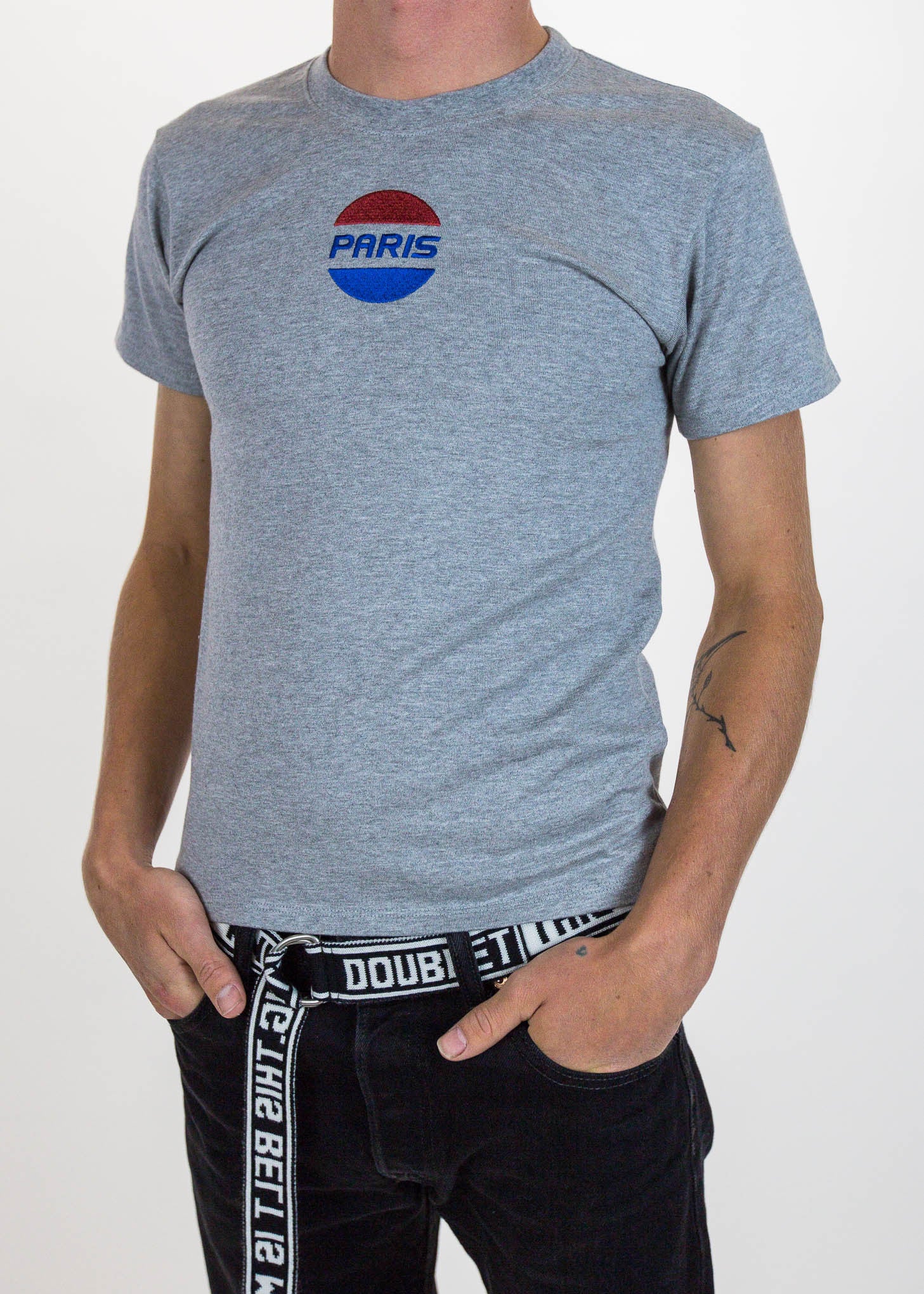 Grey "Paris" Embroidery T-Shirt