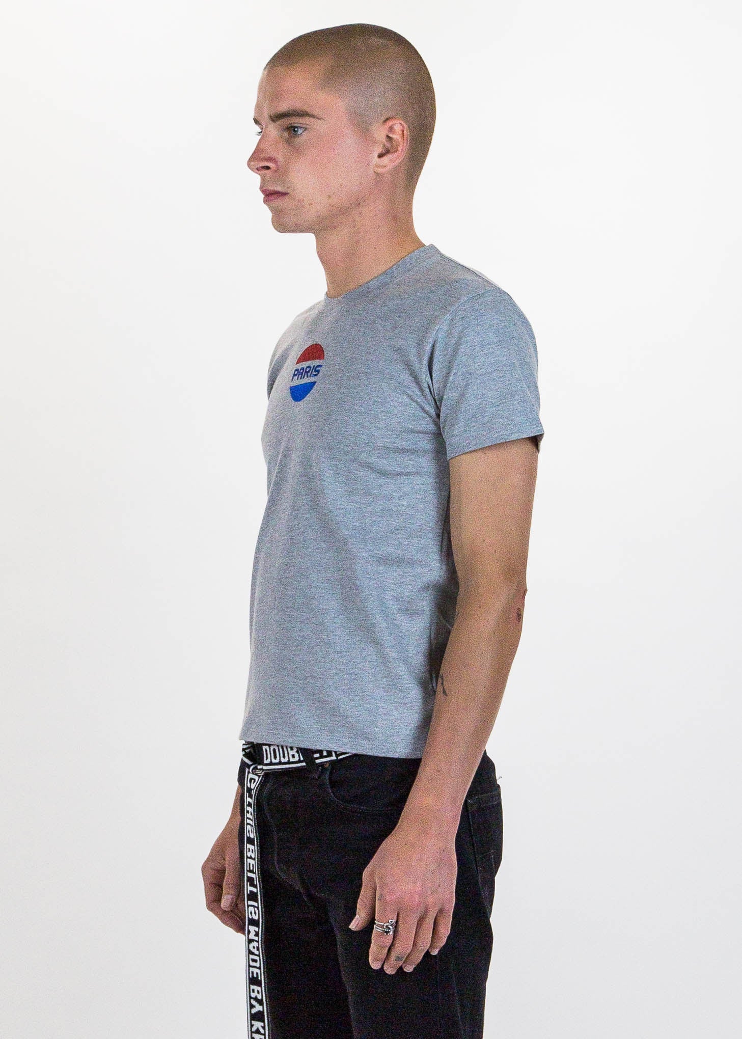 Grey "Paris" Embroidery T-Shirt - Image 3