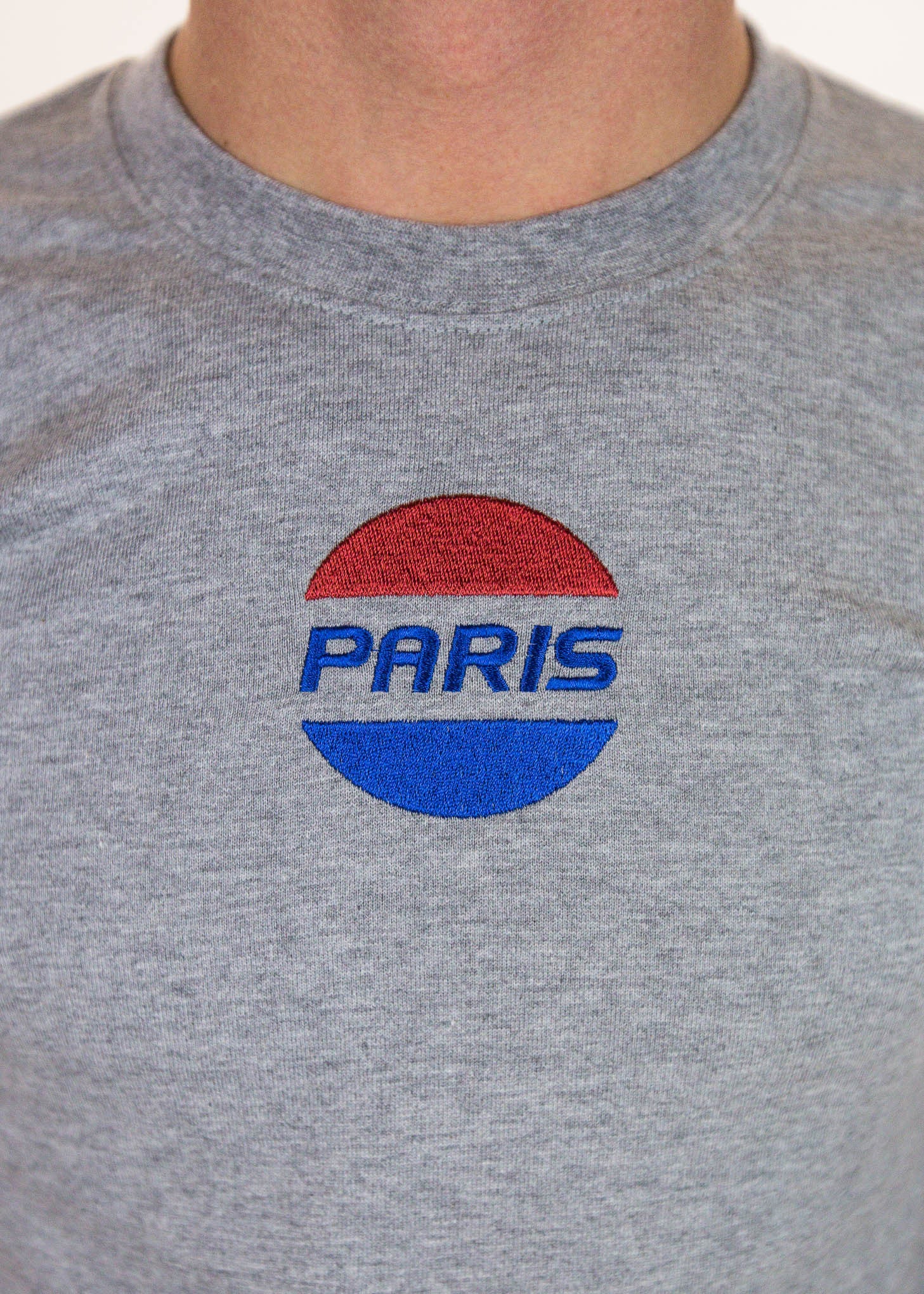 Grey "Paris" Embroidery T-Shirt - Image 6