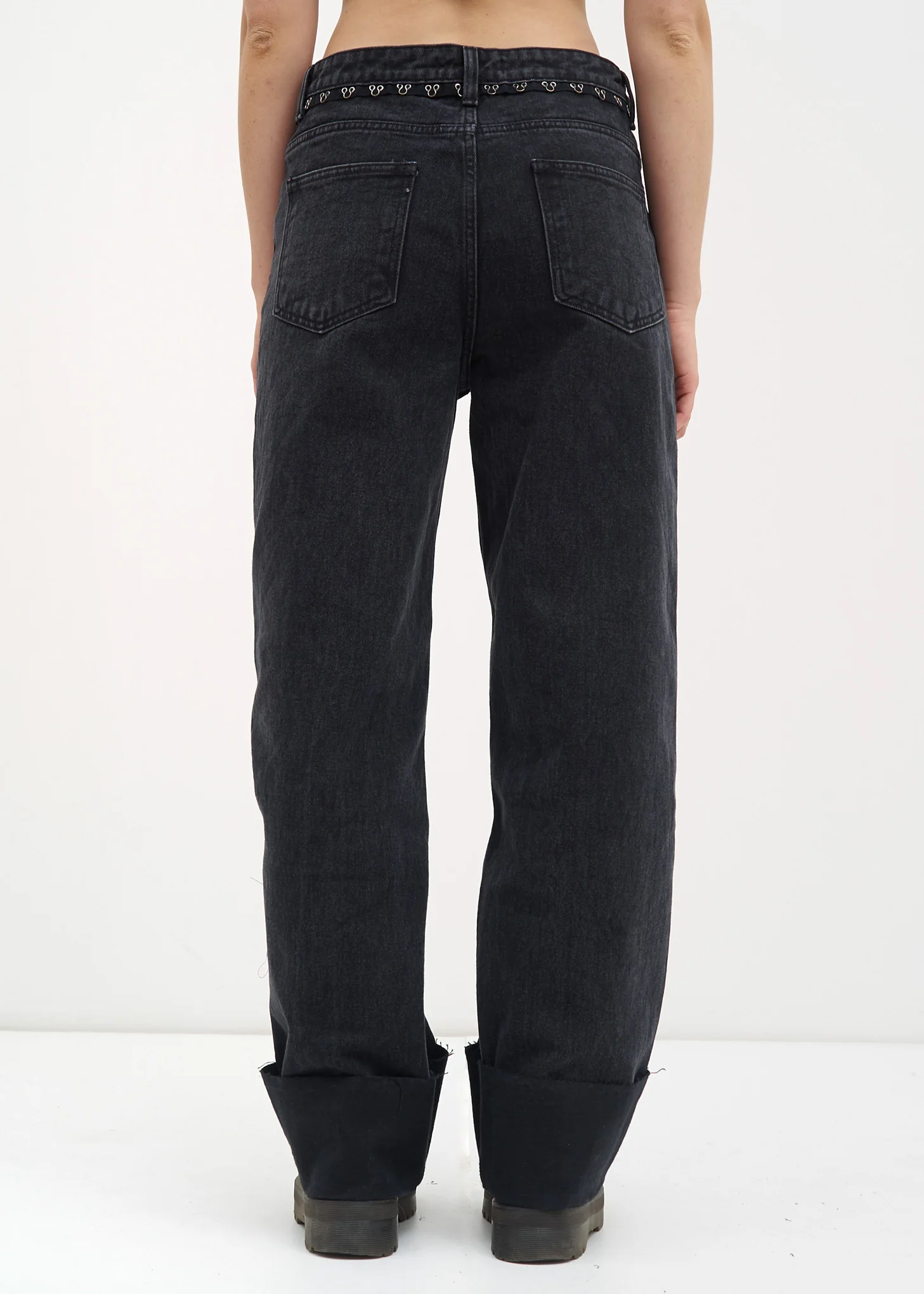 Grey Patchwork Denim Pants - Image 2