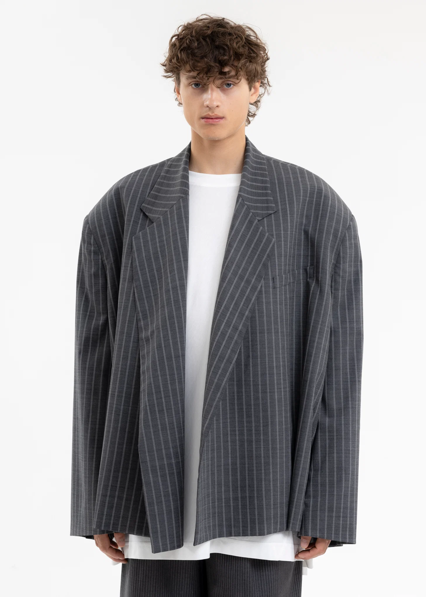 GREY PINSTRIPES GRPINS Cropped Jacket
