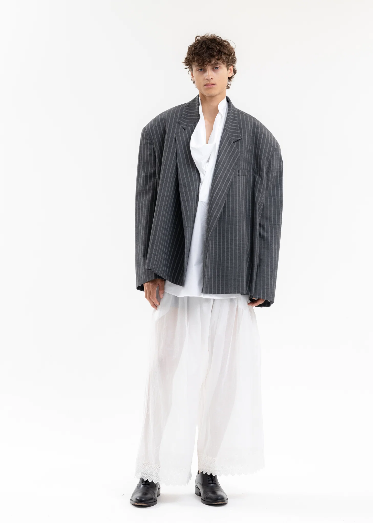 GREY PINSTRIPES GRPINS Cropped Jacket - Image 6