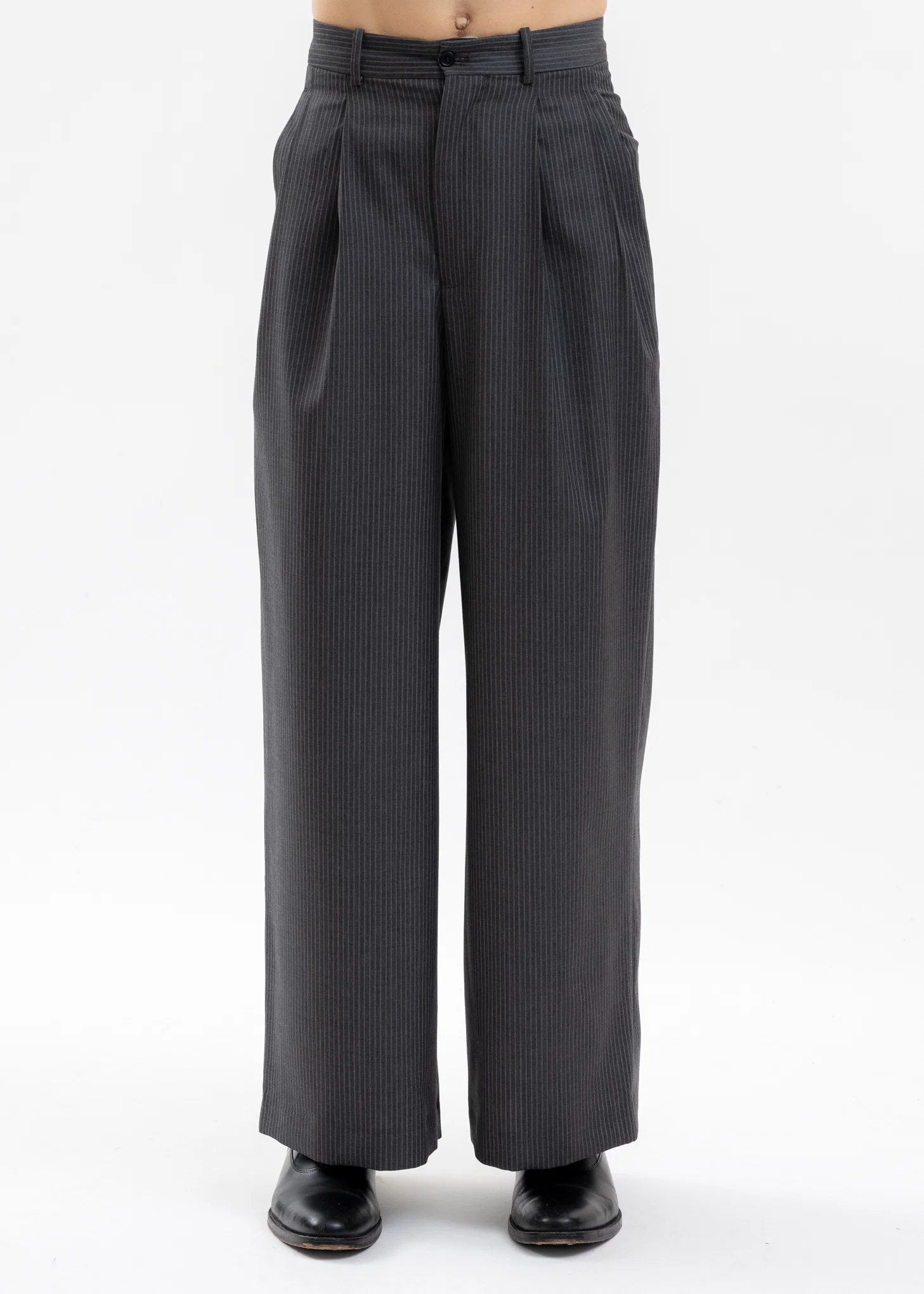 GREY PINSTRIPES GRPINS Elongated Trousers