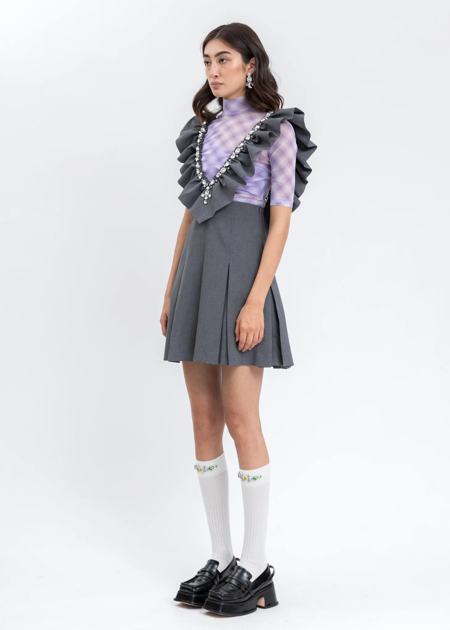 Grey Pleats Dress - Image 3