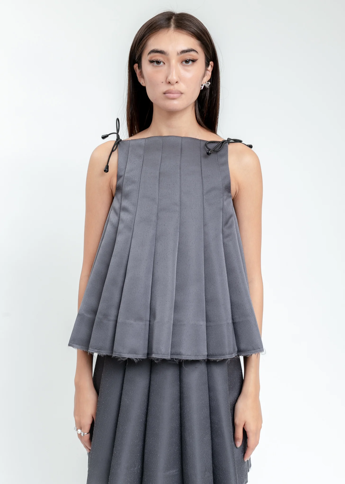 Grey Pleats Top