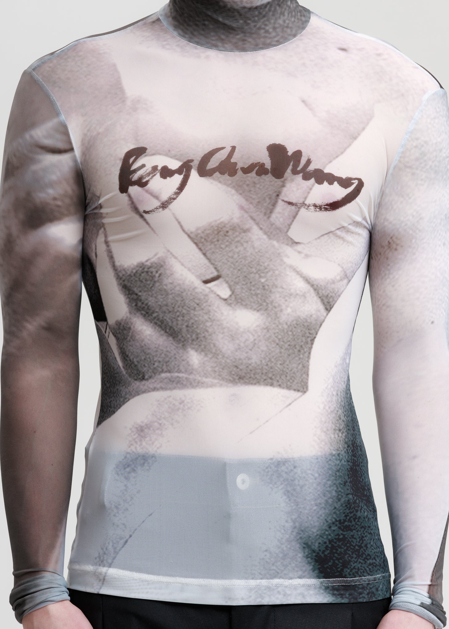 Grey Mesh Printed Long Sleeve - Image 4