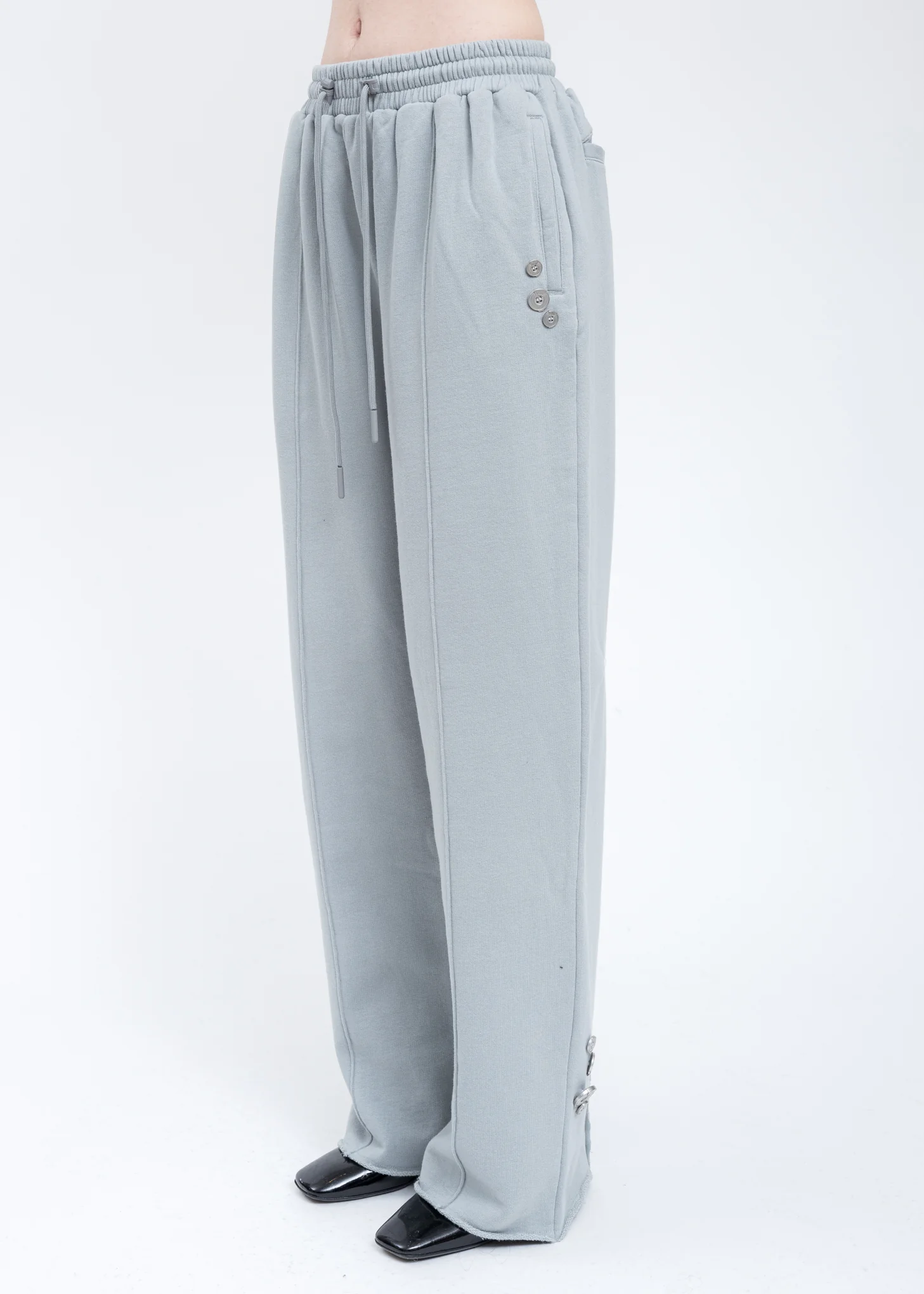 Grey Raw Edge Wide Leg Sweat Pants - Image 2
