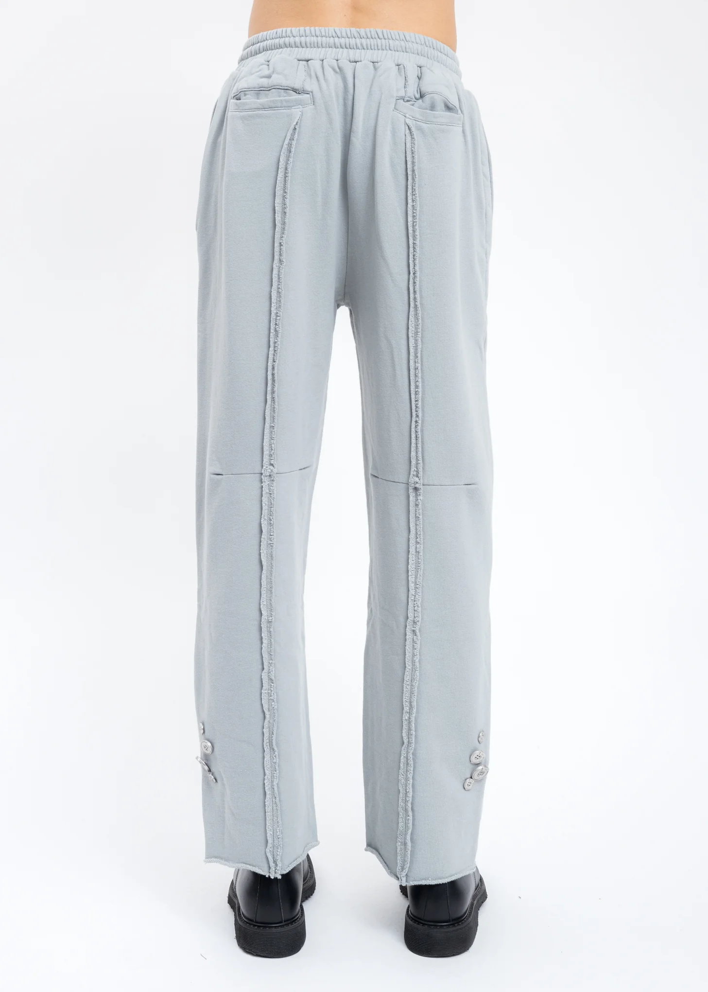 Grey Raw Edge Wide Leg Sweat Pants - Image 2