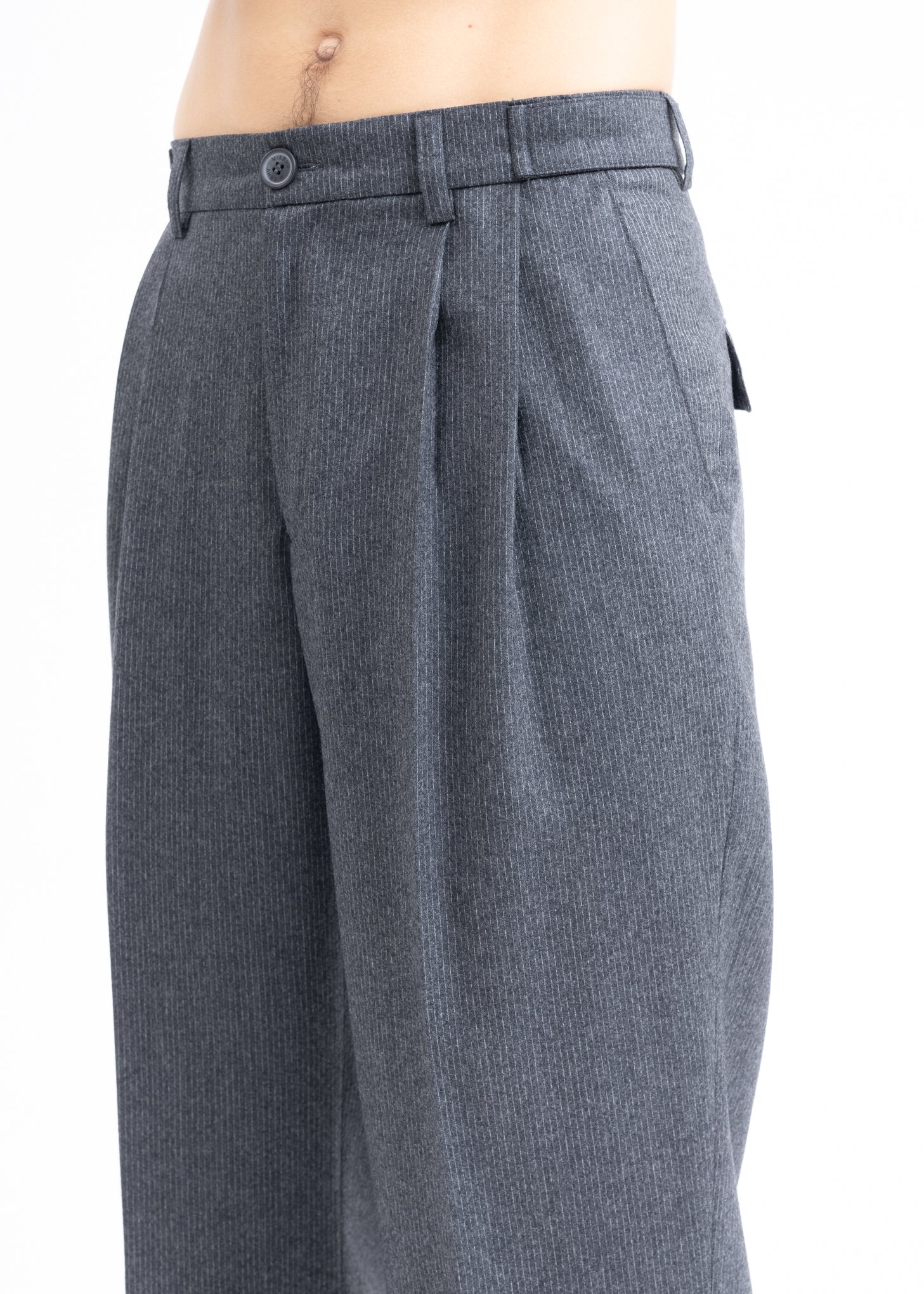 GREY RELAXED TAILORING TROUSERS PINSTRIPE - Image 5