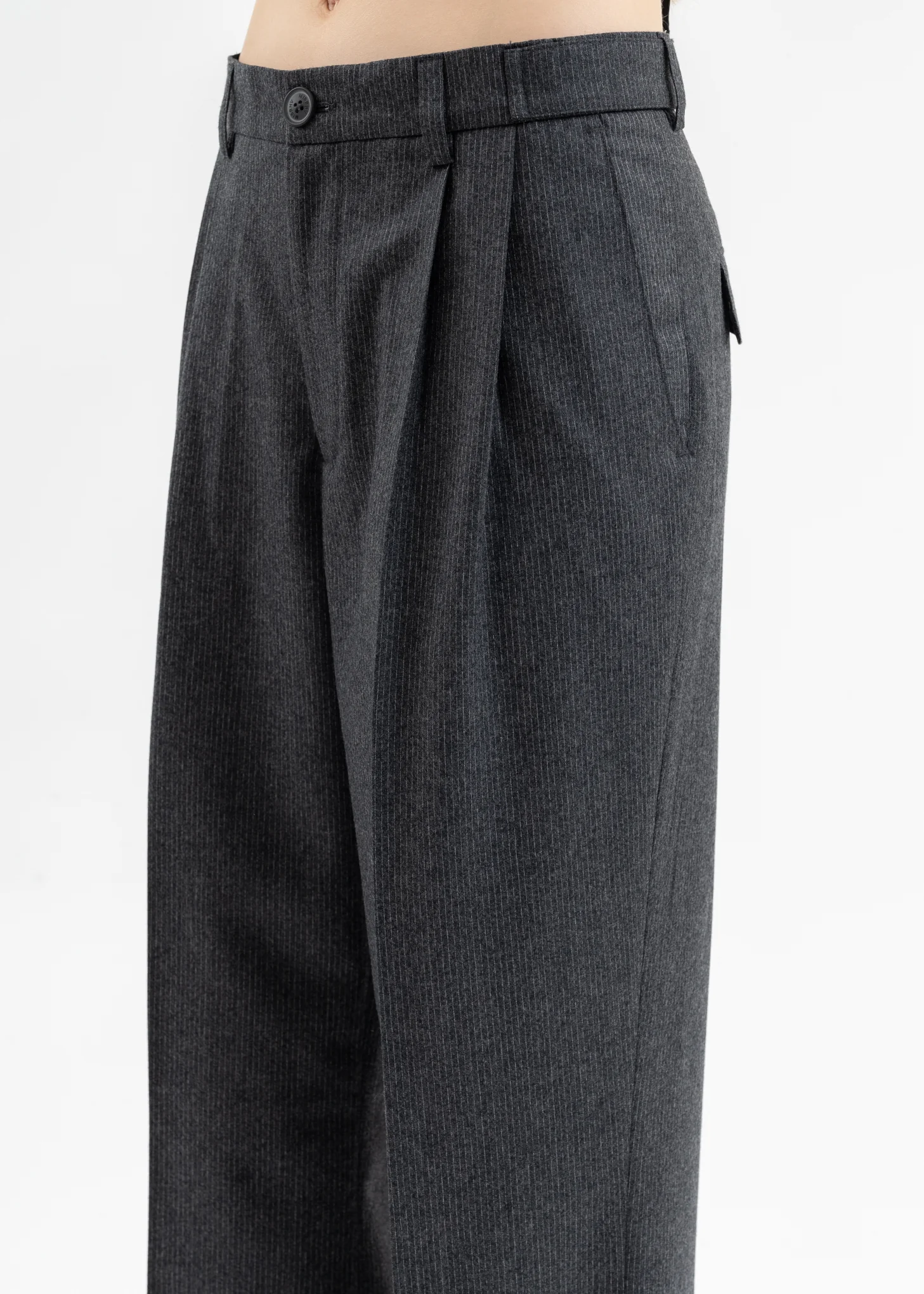 GREY RELAXED TAILORING TROUSERS PINSTRIPE - Image 3