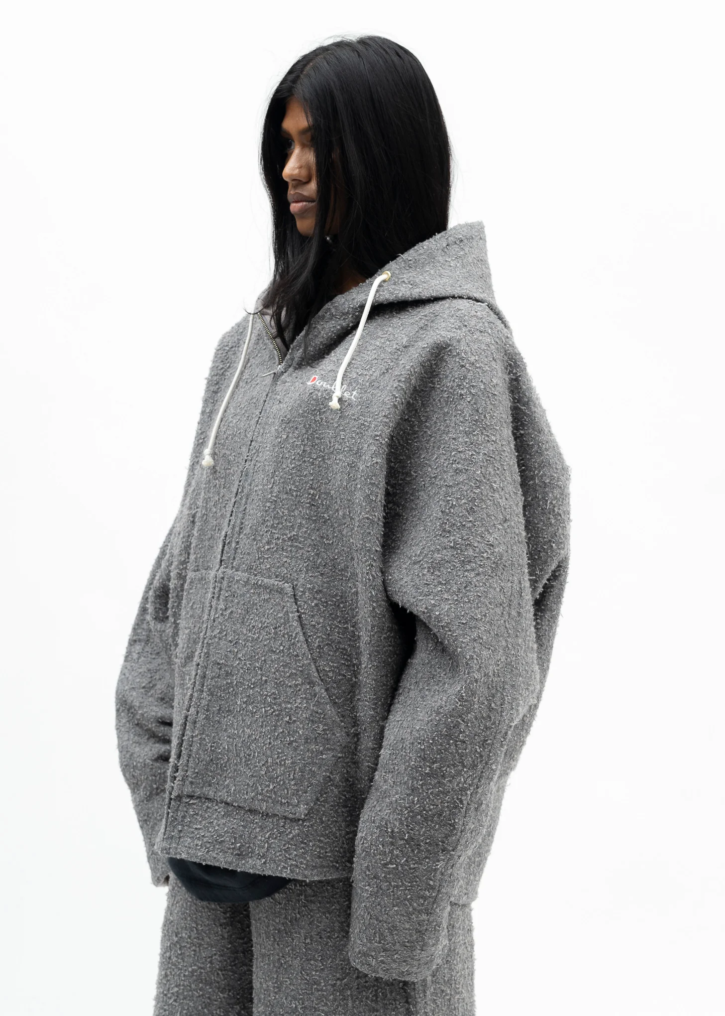 GREY REVERSIBLE SEWING HOODIE - Image 3