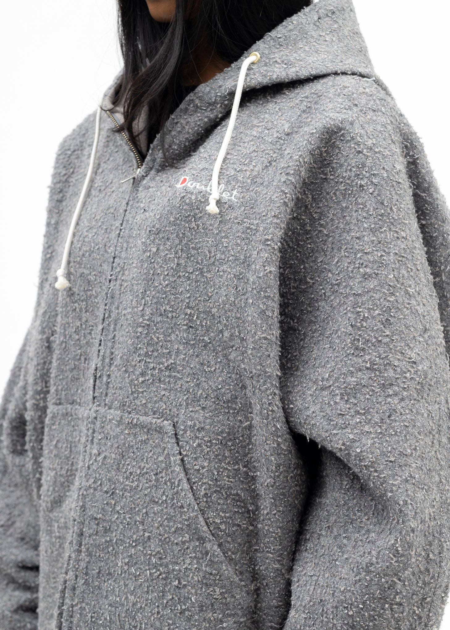GREY REVERSIBLE SEWING HOODIE - Image 4