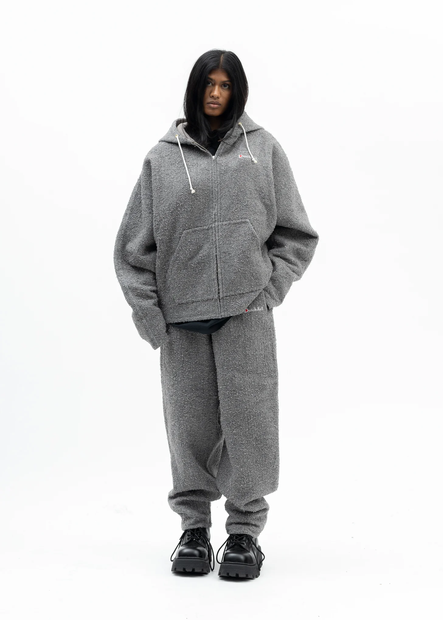 GREY REVERSIBLE SEWING HOODIE - Image 5