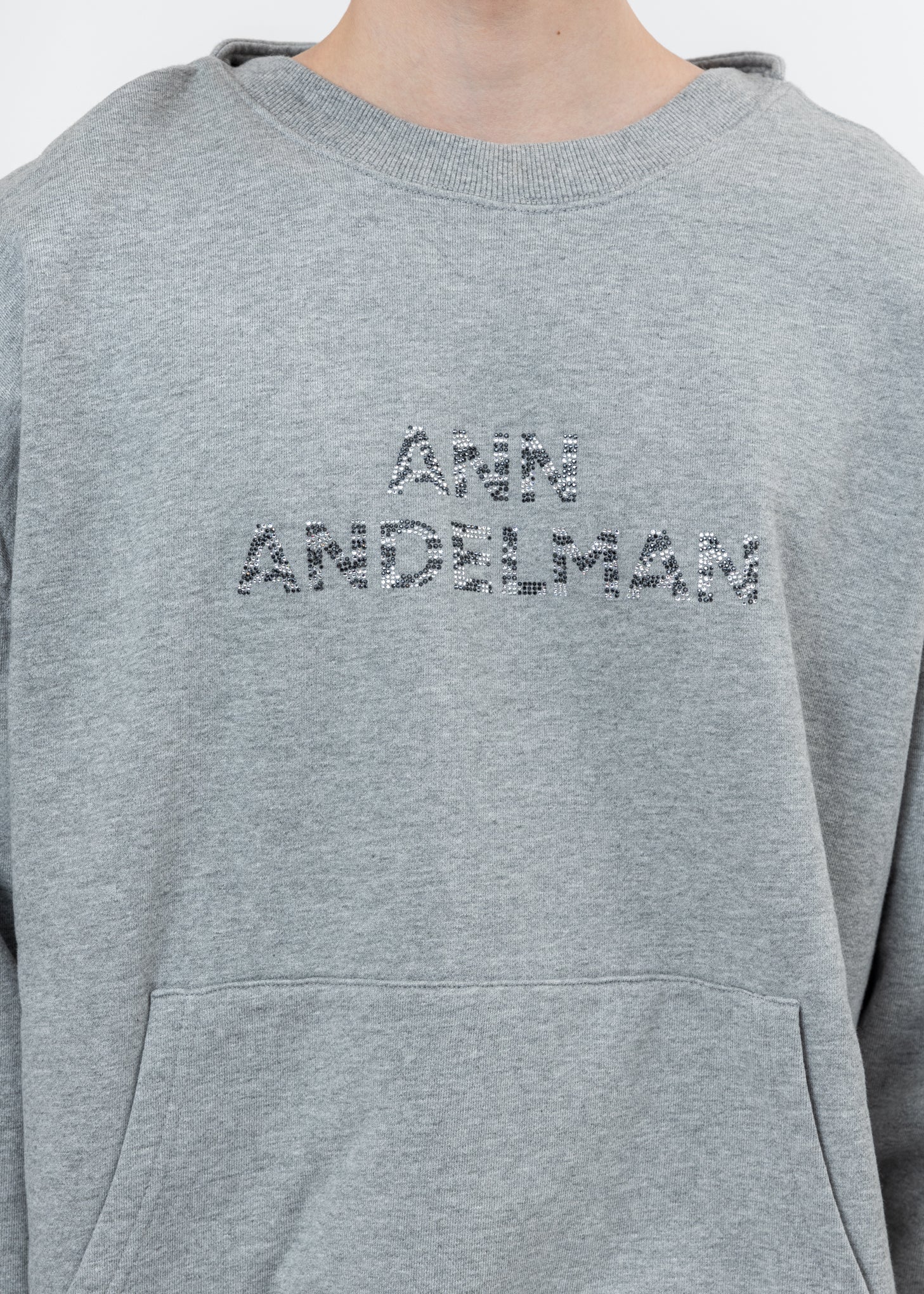 Grey Rhinestone Logo Two Ways Hoodie - Image 10