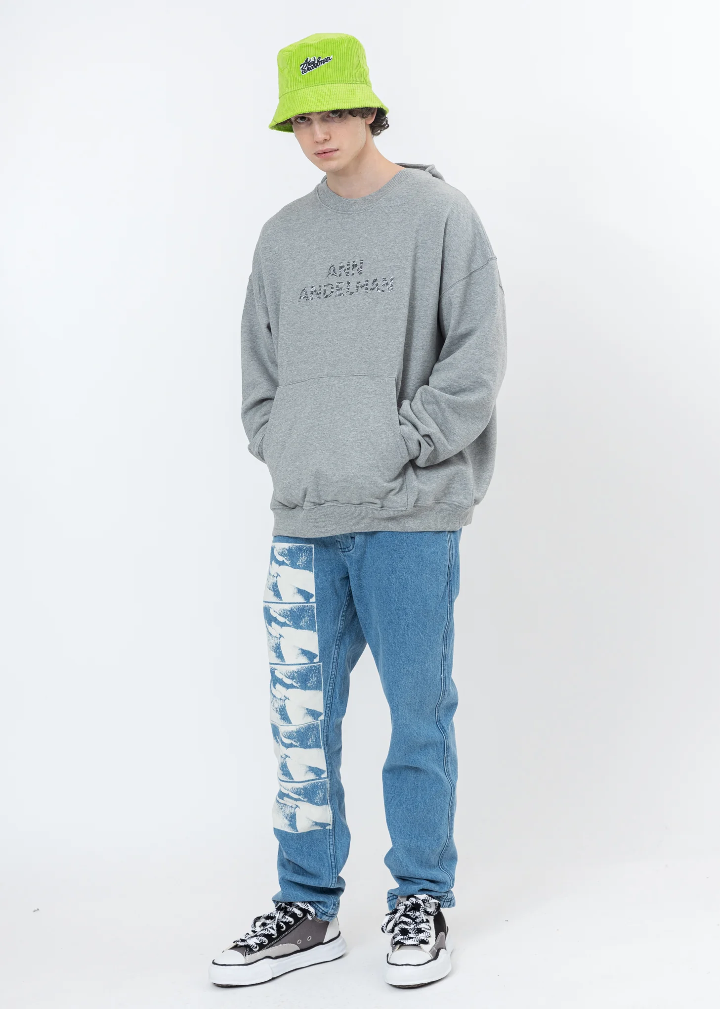 Grey Rhinestone Logo Two Ways Hoodie - Image 13