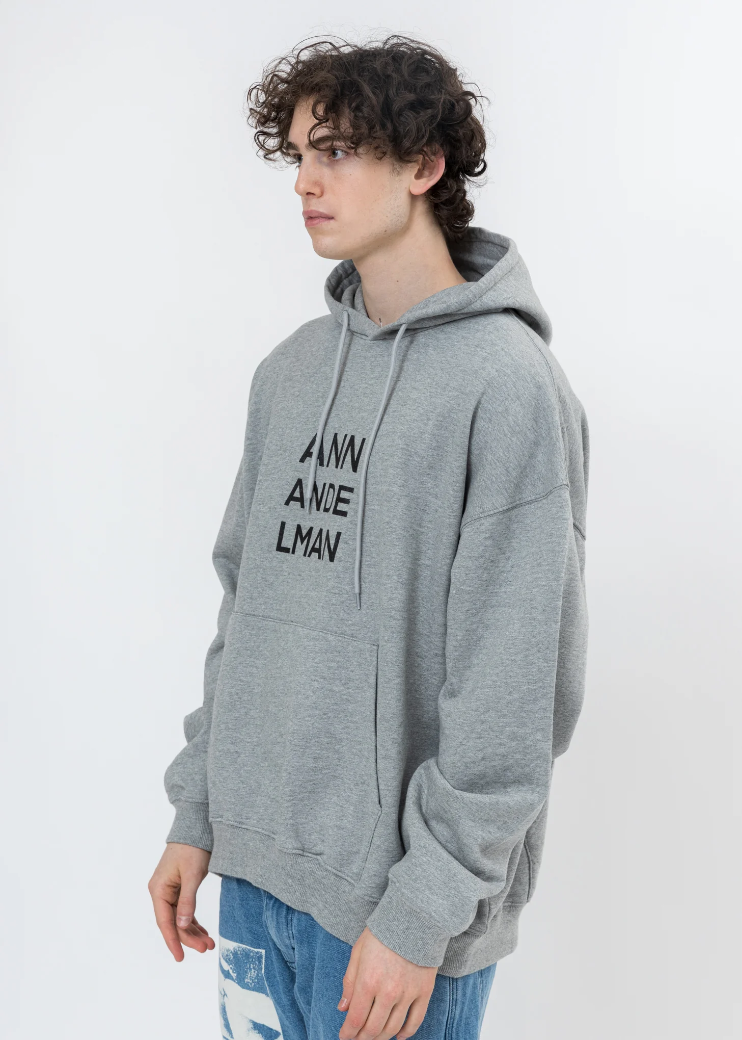 Grey Rhinestone Logo Two Ways Hoodie - Image 3