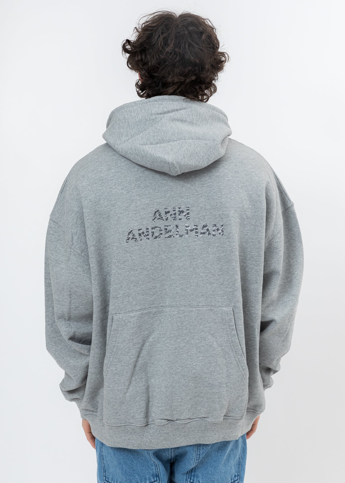 Grey Rhinestone Logo Two Ways Hoodie - Image 4