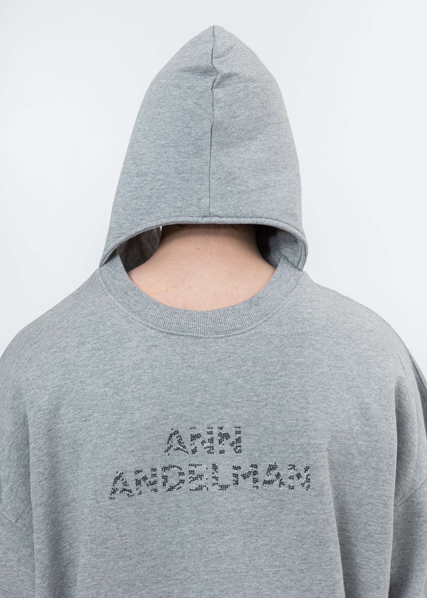 Grey Rhinestone Logo Two Ways Hoodie - Image 5