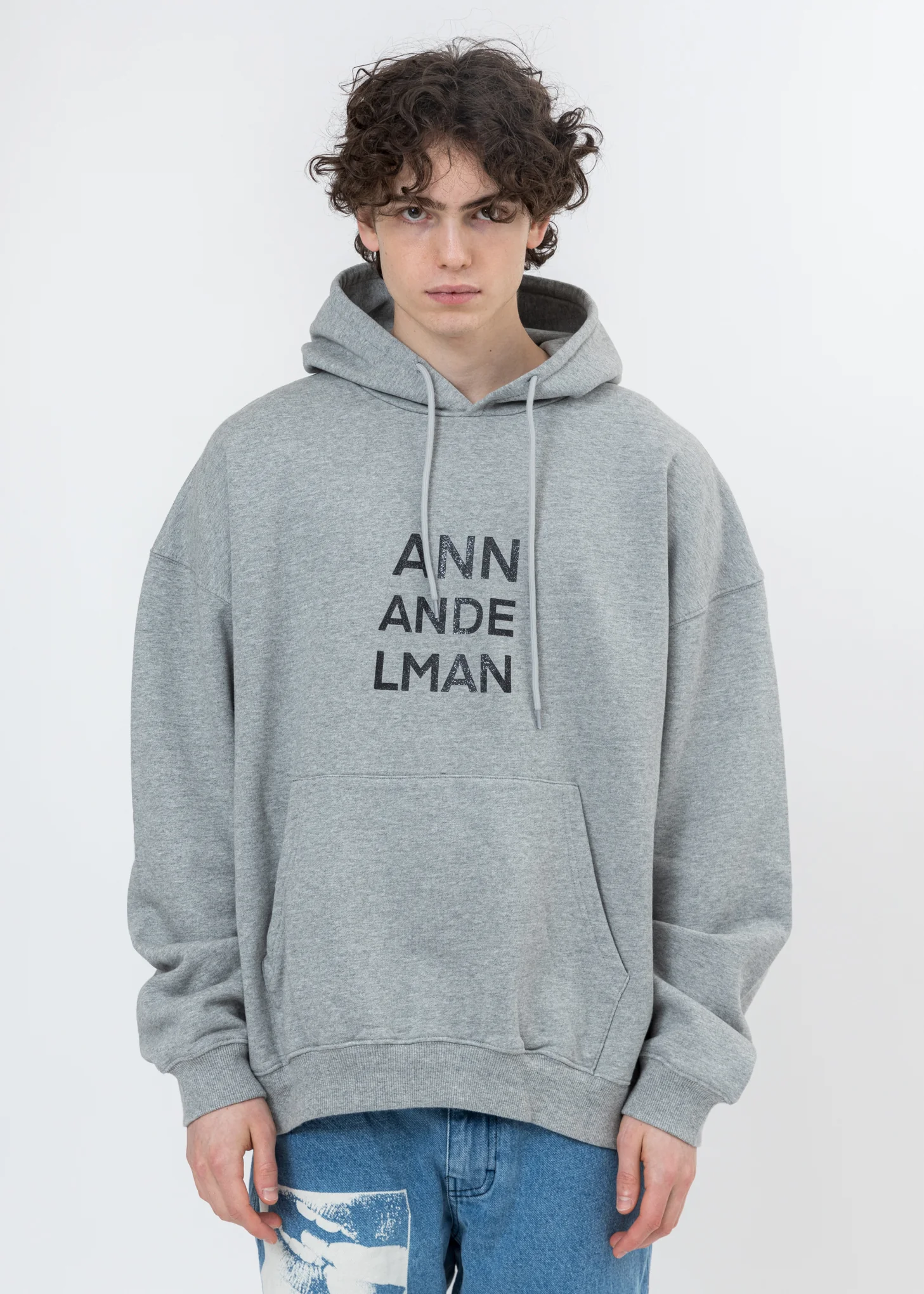 Grey Rhinestone Logo Two Ways Hoodie - Image 7